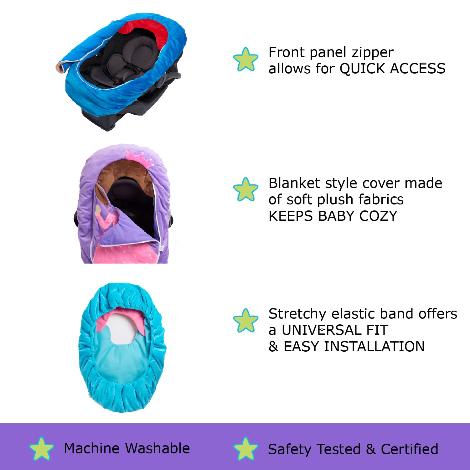 Soft Plush Baby Car Seat Cover for Infant Seat & Stroller - Cozy Blanket & Halloween Costume (Frankenstein) - Perfect Newborn Gift for Travel, Shopping & Photo Shoots