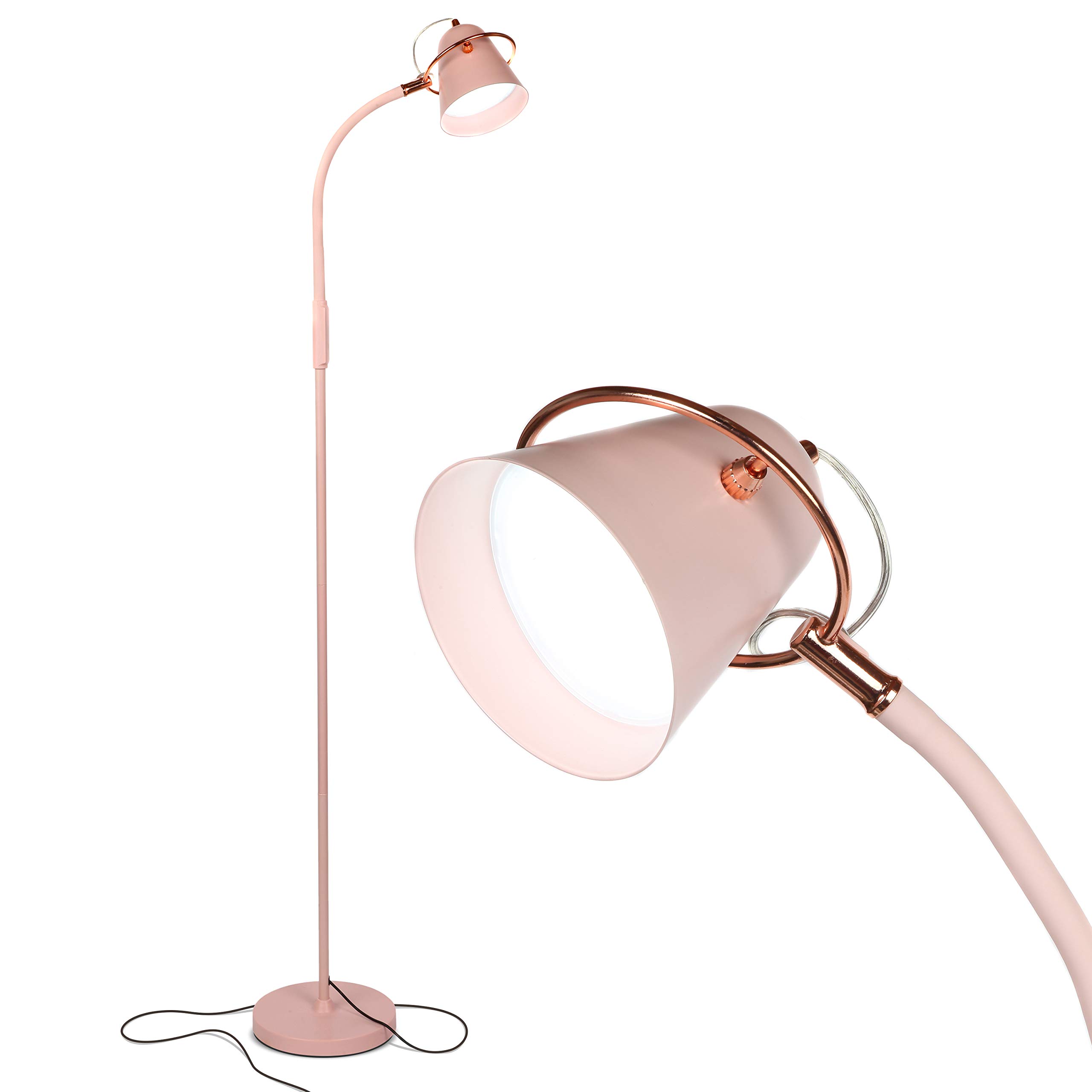 Brightech Zoey Adjustable LED Floor Lamp - Dimmable Standing Light with Touch Switch & Memory Function, Tall Lamp for Living Room, Office, Bedroom - Pastel Pink Home Decor for Reading, Working & Relaxing