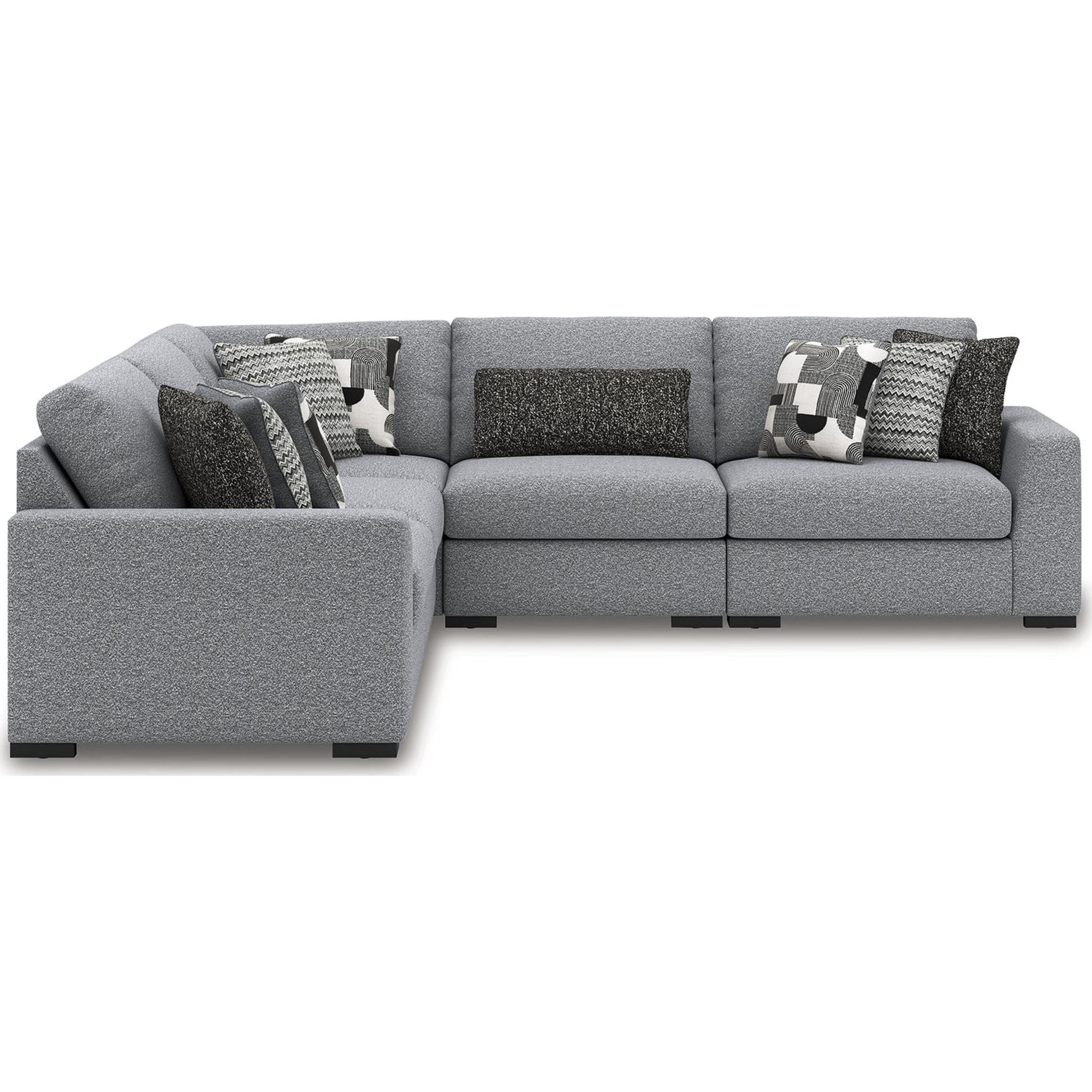 Bealton 5-Piece Sectional Sofa Set in Salt and Pepper Color - Modern L-Shaped Couch for Living Room, Family Room & Home Theater