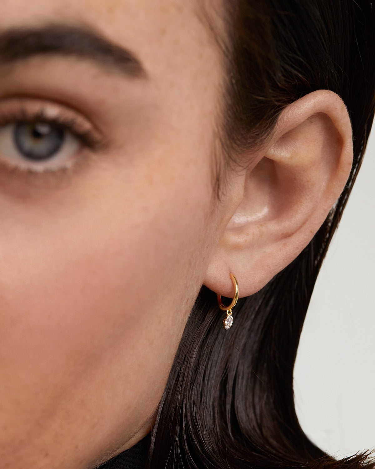 3 Diamond Gold Hoop Earrings for Women - Elegant 14K Gold Plated Emi Hoops - Perfect for Parties, Weddings & Everyday Wear