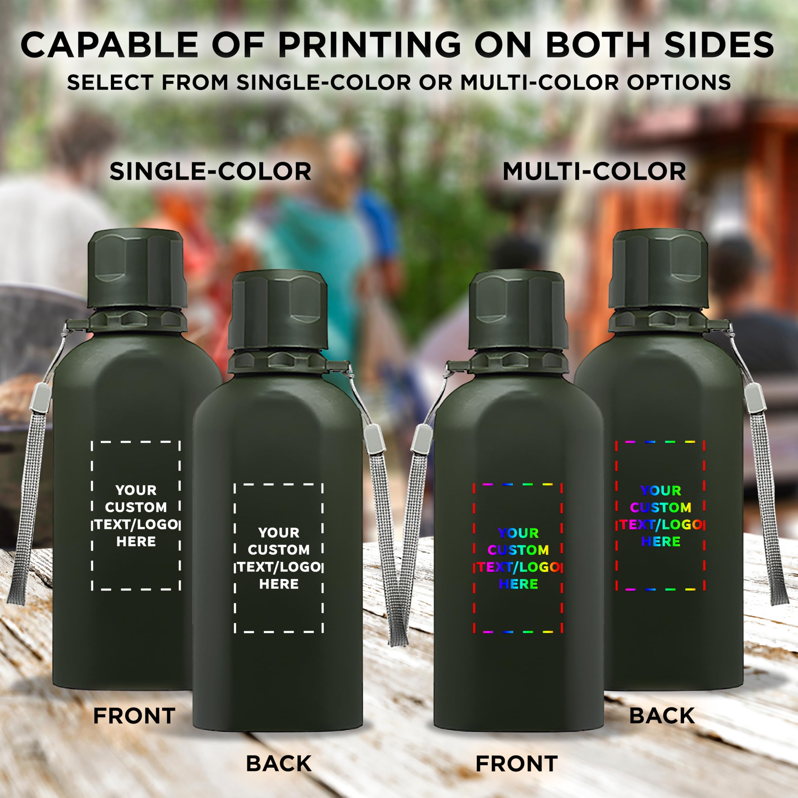Customized 23 oz Stainless Steel Water Bottles Set of 6 - Reusable Insulated Cadet Bottles for Gym, Hiking, Cycling & School - Bulk Personalized Army Green Water Bottles - Perfect for Sports, Outdoor Activities & Daily Hydration