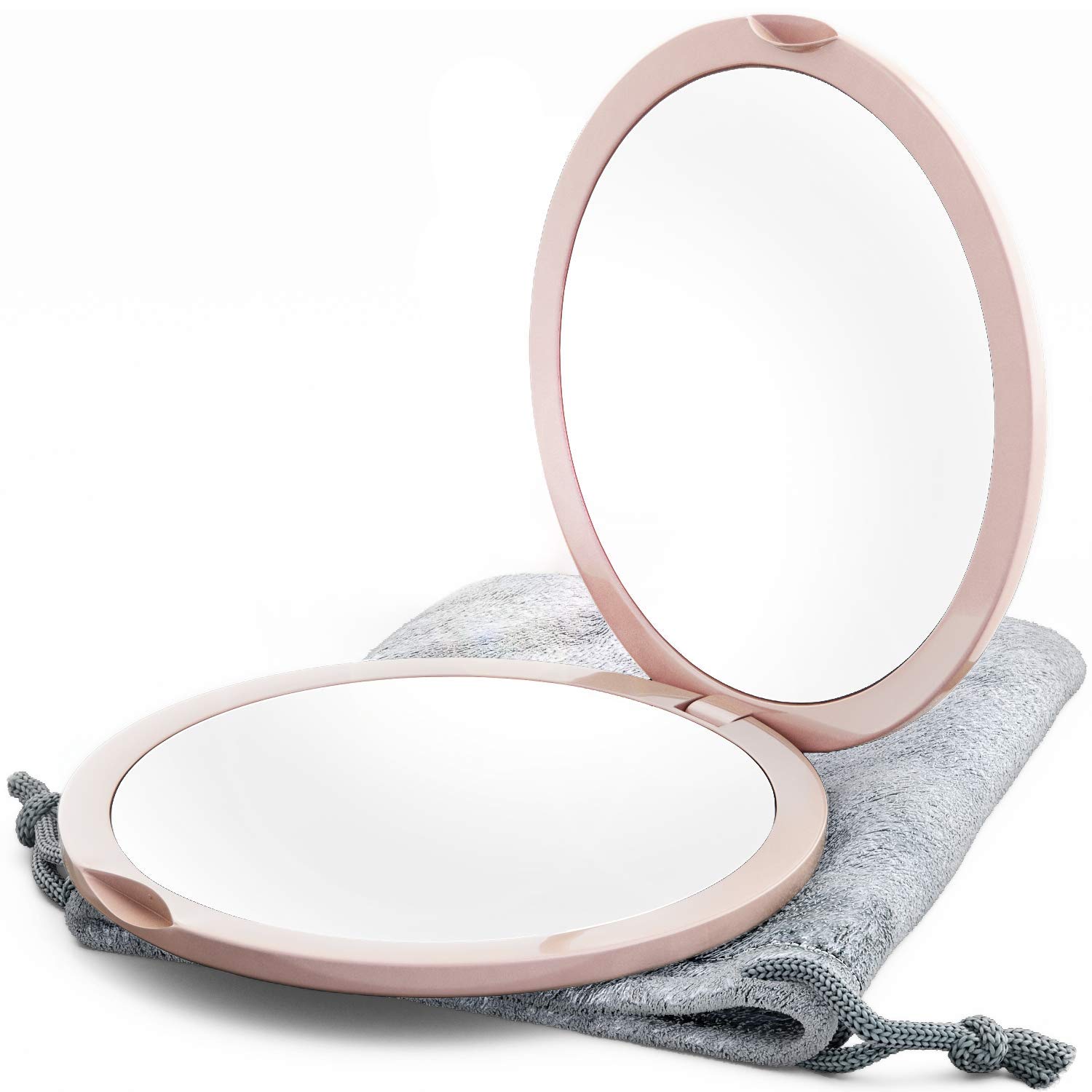 10x Magnifying Compact Mirror - Travel Makeup Mirror for Purse, Distortion Free & Portable, Perfect for On-the-Go Touch Ups (Millennial Pink)