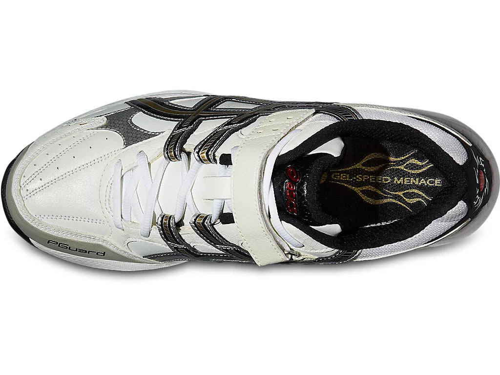 ASICS Gel Speed Menace Cricket Shoes - Metal Spikes for Men - White/Black/Gold - Lightweight Performance Footwear for Cricket Matches & Training