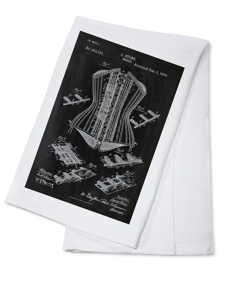 Blackboard Patent Corset - 100% Cotton Tea Towel & Decorative Hand Towel for Kitchen, Bathroom & Home Decor | Perfect for Vintage Style Kitchens, Farmhouse Decor & Gift Giving