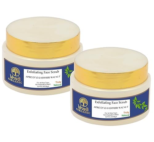 Khadi Organic Exfoliating Face Scrub with Apricot & Kashmiri Walnut - 50g Natural Skin Renewal | Gentle Facial Cleanser | Paraben-Free | Pack of 2 | Perfect for Daily Skincare Routine & Deep Cleansing
