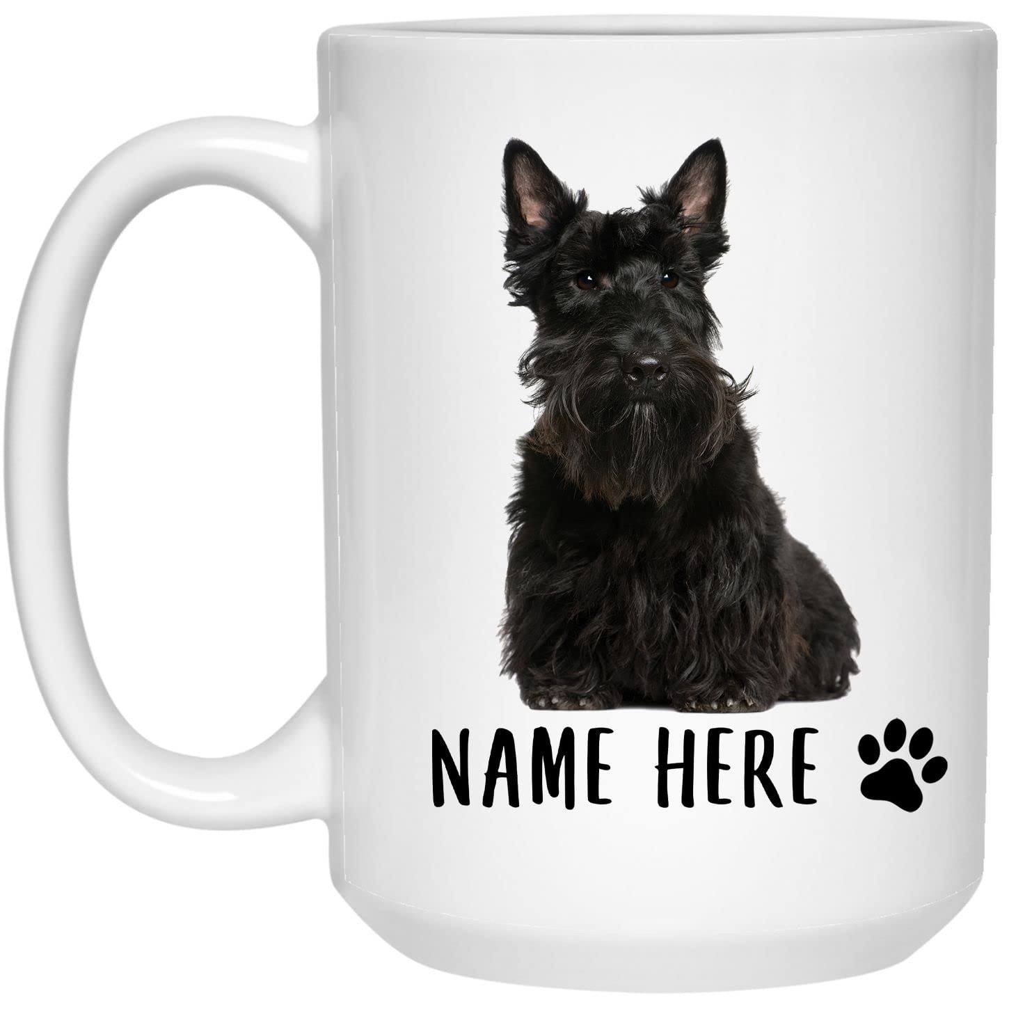 Personalized Scottish Terrier Coffee Mug - Custom Name & Text Ceramic Cup 15oz, Funny Gift for Dog Lovers, Christmas Birthday Present for Women & Men - Perfect for Office, Home Use or Gift Giving