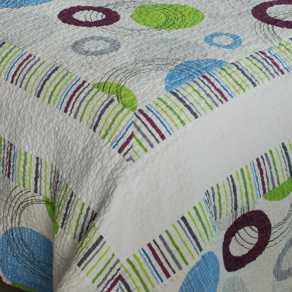Bubble Ocean 3-Piece Cotton Vermicelli-Quilted Printed King Size Quilt Set - Soft & Breathable Bedding for Cozy Nights & Stylish Bedroom Decor