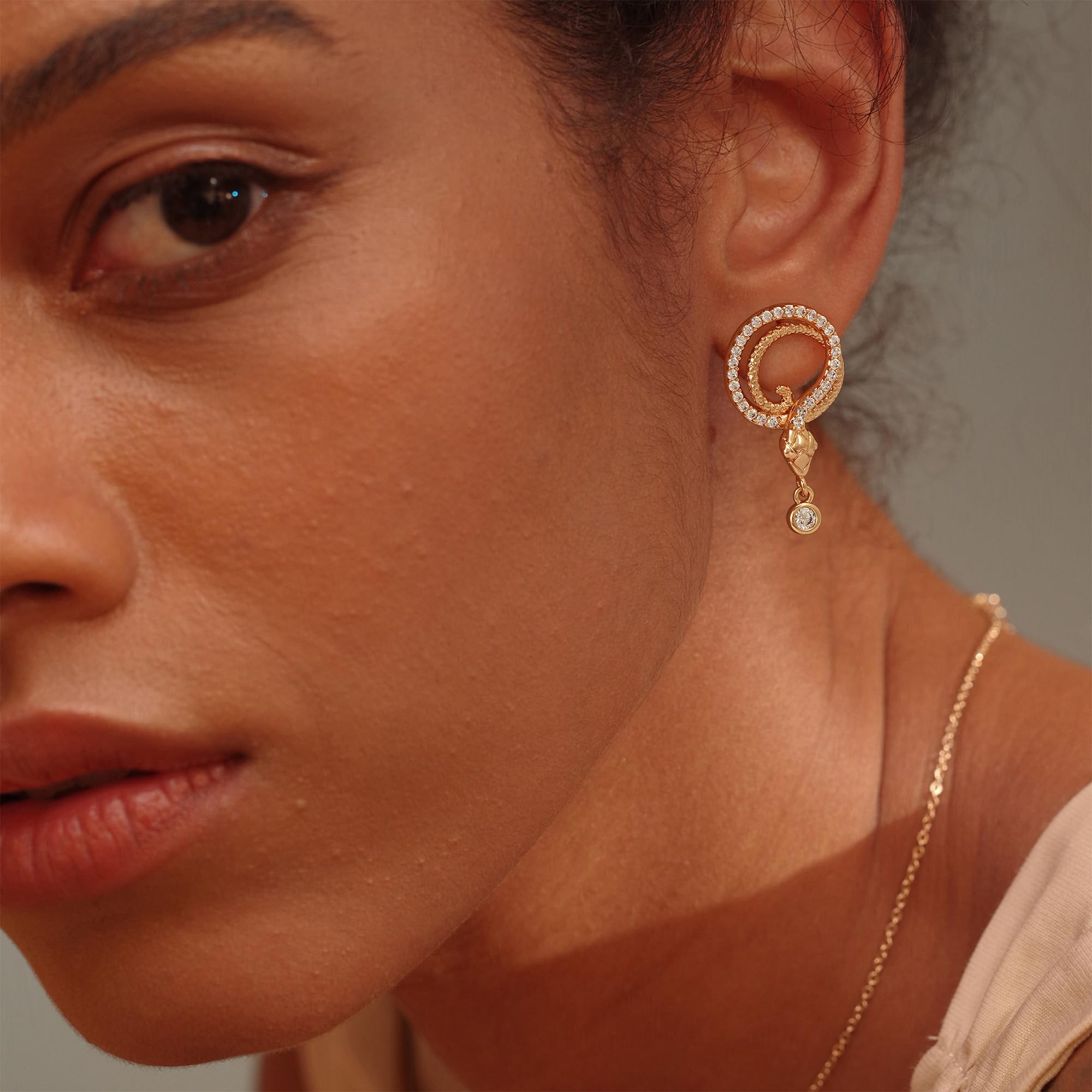 14K Gold Plated Snake Earrings for Women - Boho Dainty Open C Hoop Studs - Hypoallergenic Handmade Gold Jewelry Gift - Perfect for Parties, Weddings & Everyday Wear