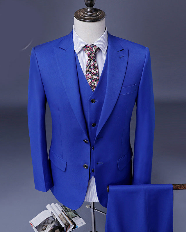 Men's Blue 3-Piece Wedding Tuxedo Suit for Groom & Prom - Formal Business & Special Occasion Attire