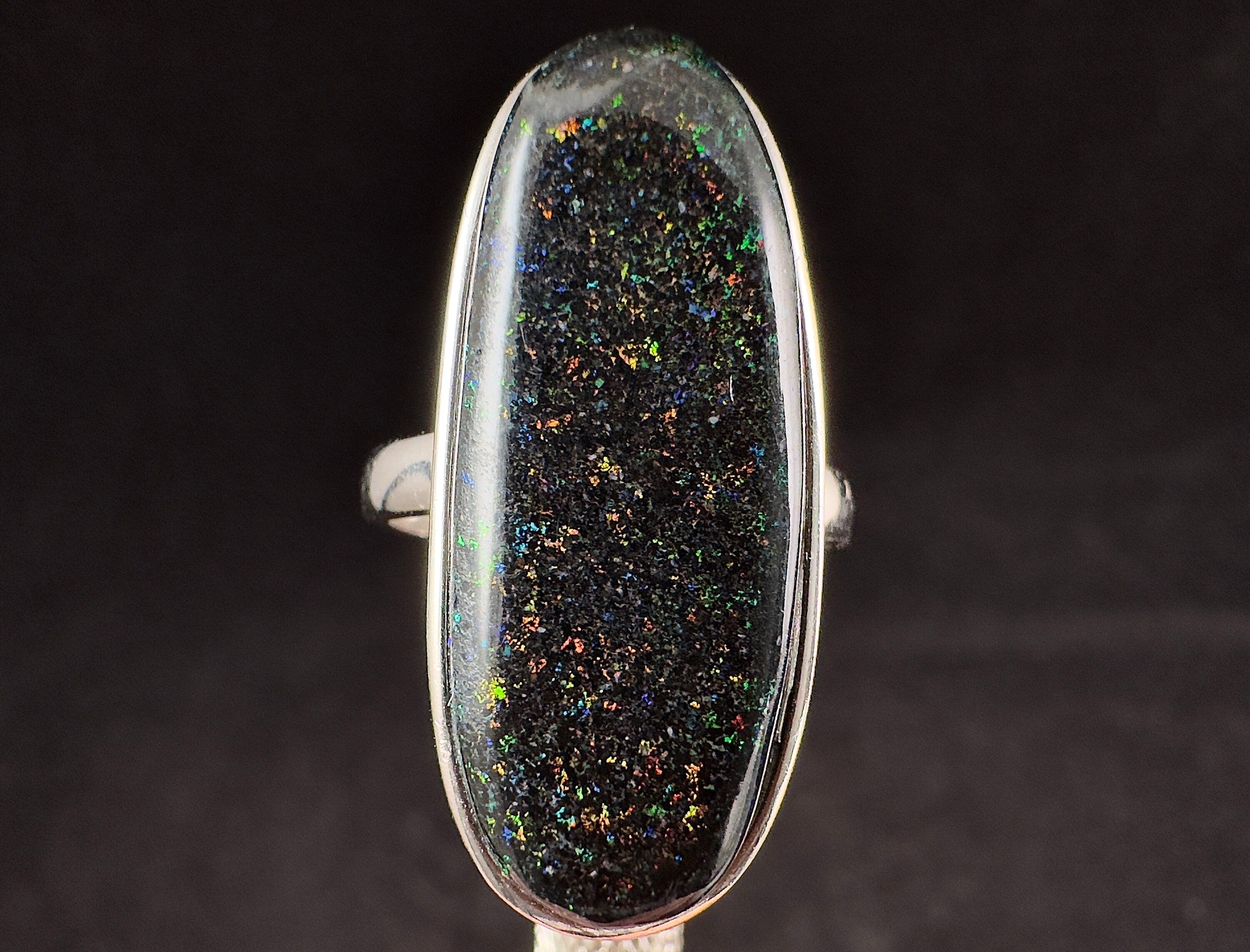 Opal Ring for Women - Sterling Silver Size 7 | Andamooka Australian Opal Bridal Jewelry | Elegant Gift for Engagement, Anniversary & Special Occasions