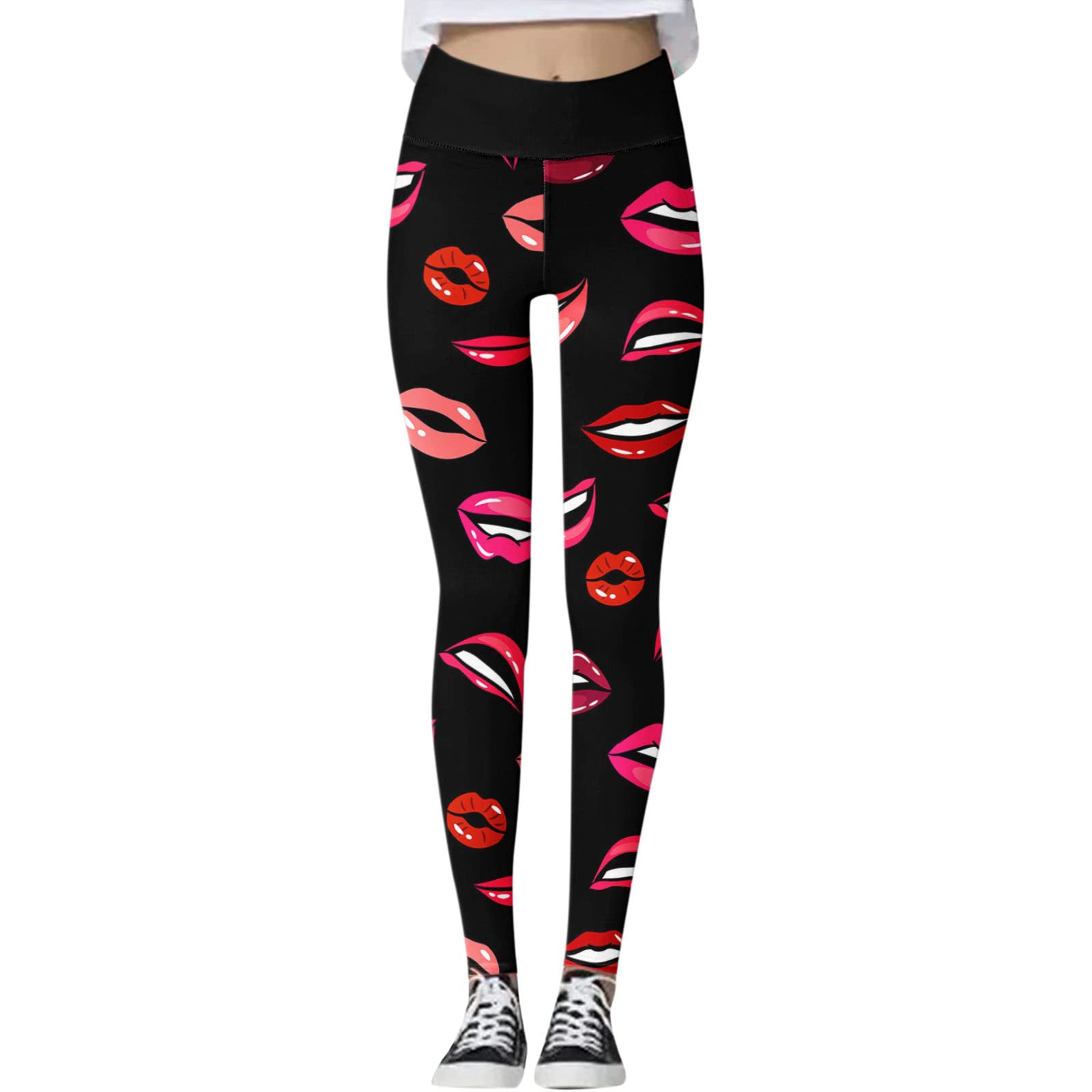 Bblulu Women's High Waist Yoga Pants - Valentine's Day Printed Buttery Soft Tummy Control Leggings | Non See-Through Workout Tights for Gym, Running & Lounge Wear