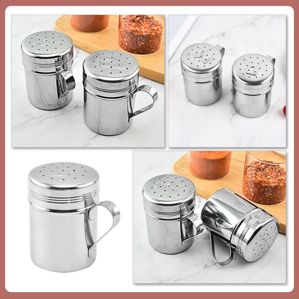 Premium Stainless Steel Salt and Pepper Shakers Set - 2 Pack Spice Containers with Adjustable Pour Lids for Kitchen, Dining Table, BBQ, Camping & Travel