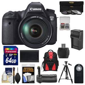 Canon EOS 6D Full Frame DSLR Camera with EF 24-105mm f/4L IS USM Lens Kit - Includes 64GB SD Card, Camera Backpack, Battery Grip, Extra Battery & Charger, Tripod - Perfect for Professional Photography, Travel & Vlogging