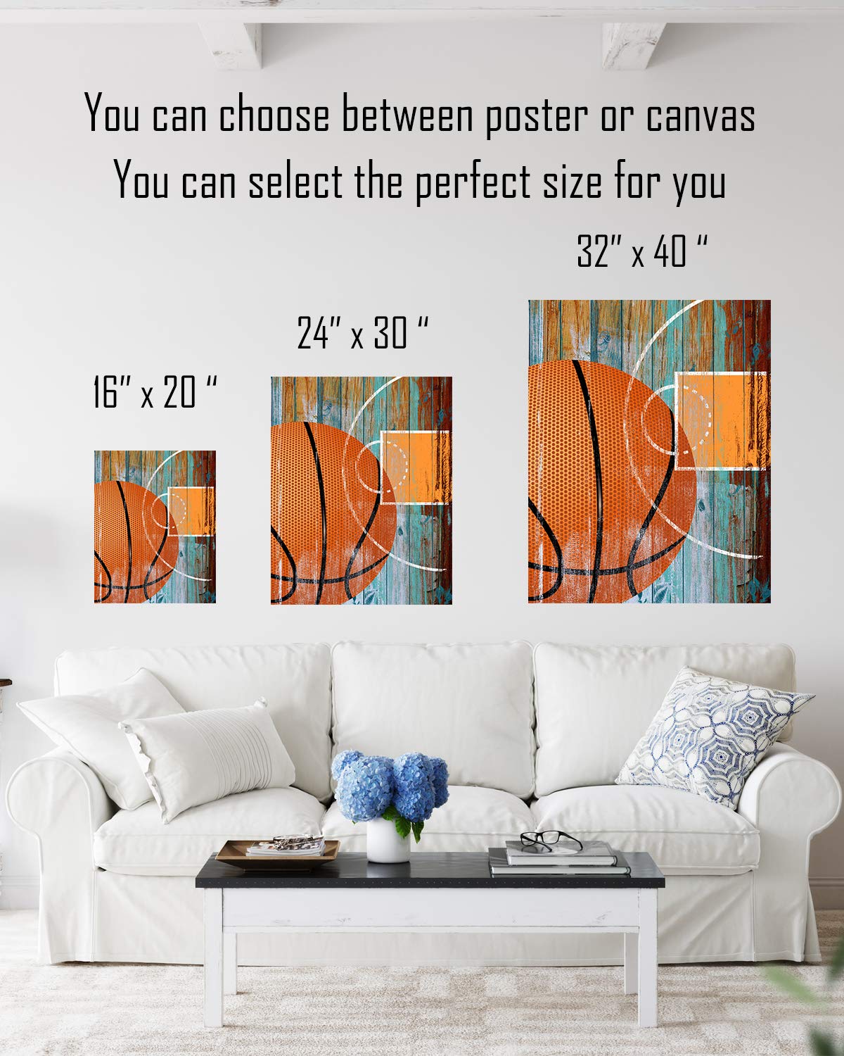 Basketball Wall Art Poster 32x40 - Perfect Gift for Fans & Players - Home & Office Decor