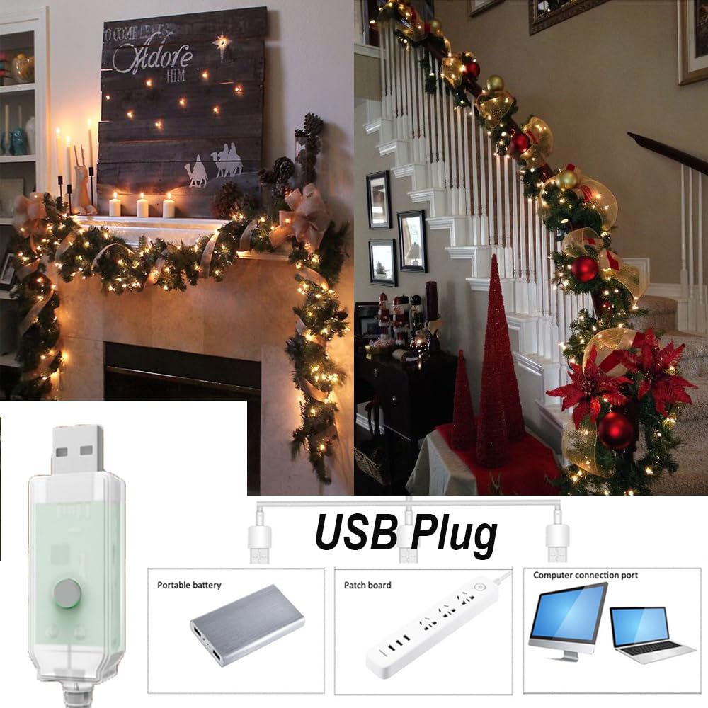Solhice 40ft Christmas Lights with Remote Control - 120 LED Warm White USB String Lights for Indoor/Outdoor Decor | Perfect for Xmas Tree, Bedroom, Car, and Holiday Decoration