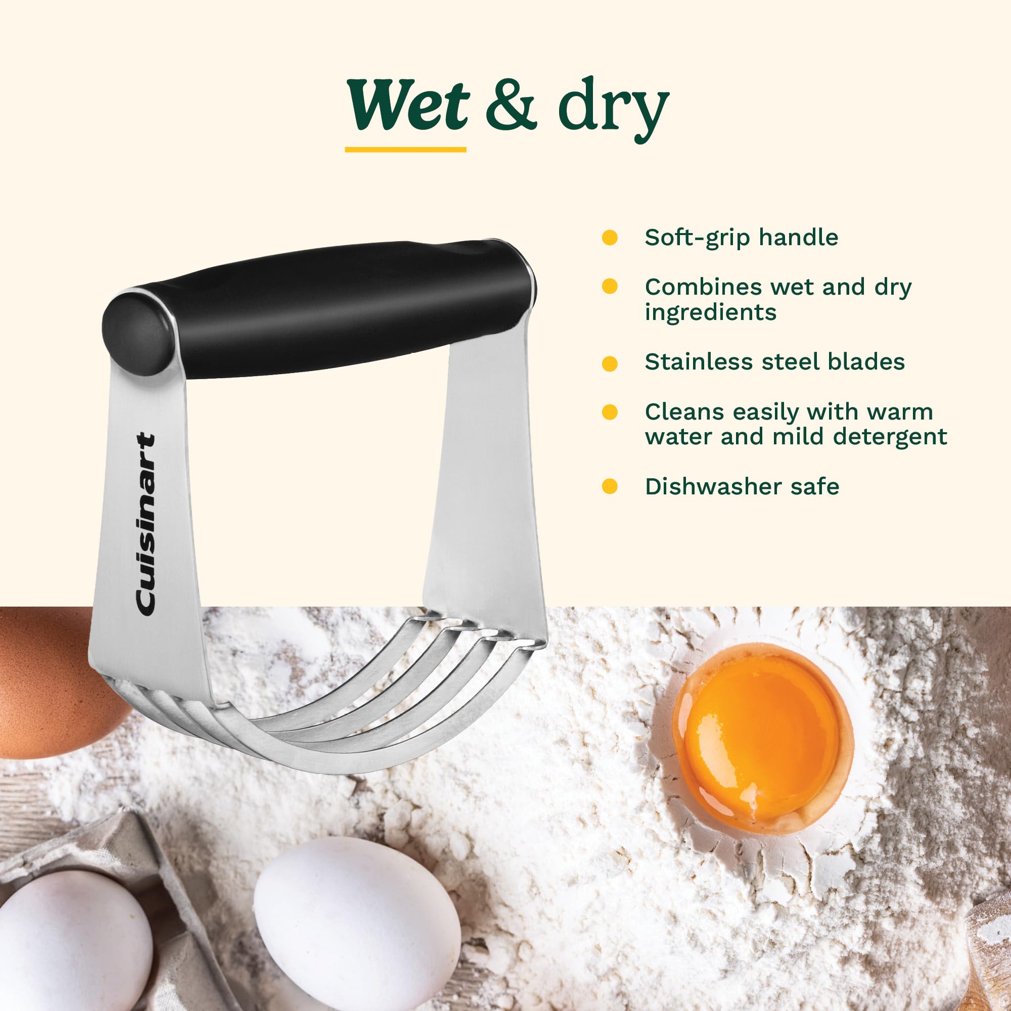 Cuisinart Stainless Steel Dough Blender with Soft-Grip Handle - Perfect for Pie Crusts, Biscuits & Pastry Making (CTG-00-DBC) | Ideal for Home Bakers & Professional Kitchens
