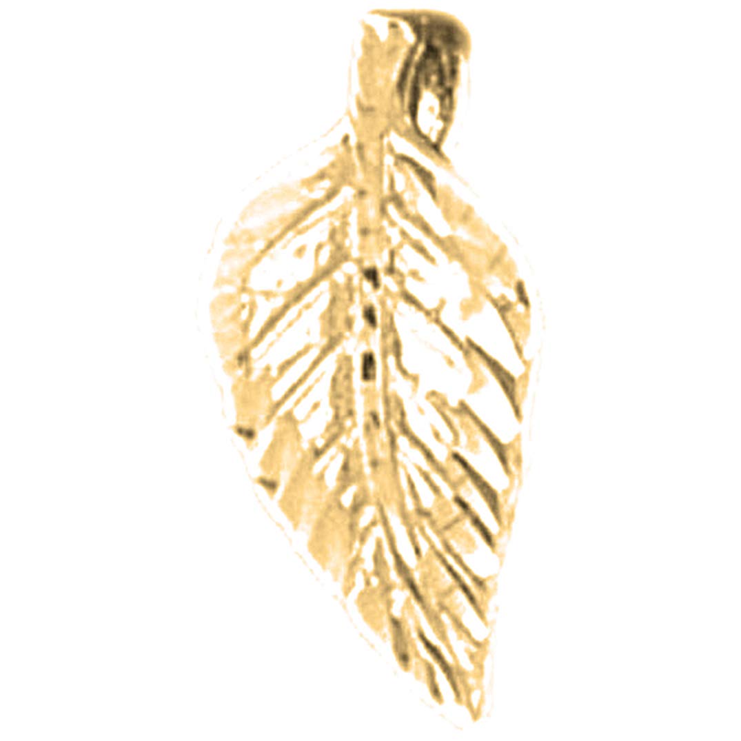 14K Yellow Gold-Plated 925 Silver Evergreen Leaf Pendant Necklace - 18