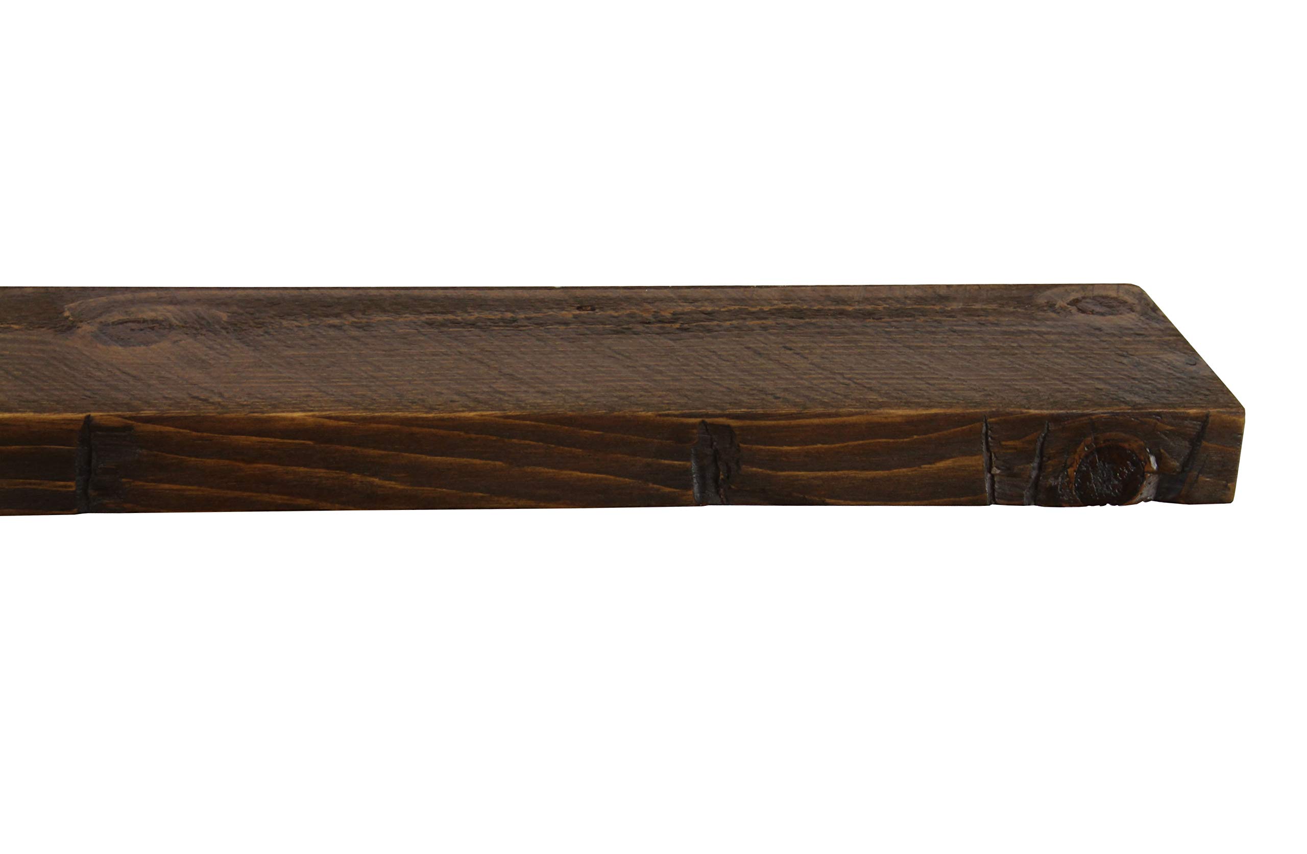Joel's Antiques 42 Inch Floating Shelves for Wall - Natural Wood Wall Mounted Shelves with Easy Installation | Heavy Duty Rustic Bookshelves for Bathroom, Kitchen, Living Room Decor | Medium Brown 42x7x2 Inches | Perfect for Home Office, Bedroom Storage & Displaying Collectibles