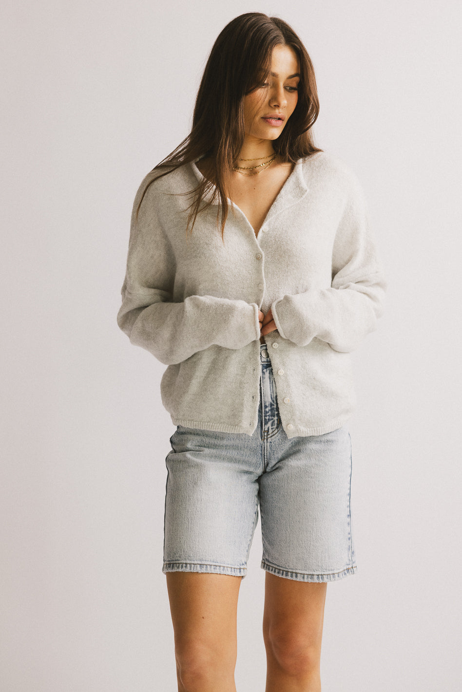 Grey Maci Cardigan for Women - Soft Knit Sweater Wrap, Lightweight & Cozy, Perfect for Fall & Winter Layering, Office Wear & Casual Outfits