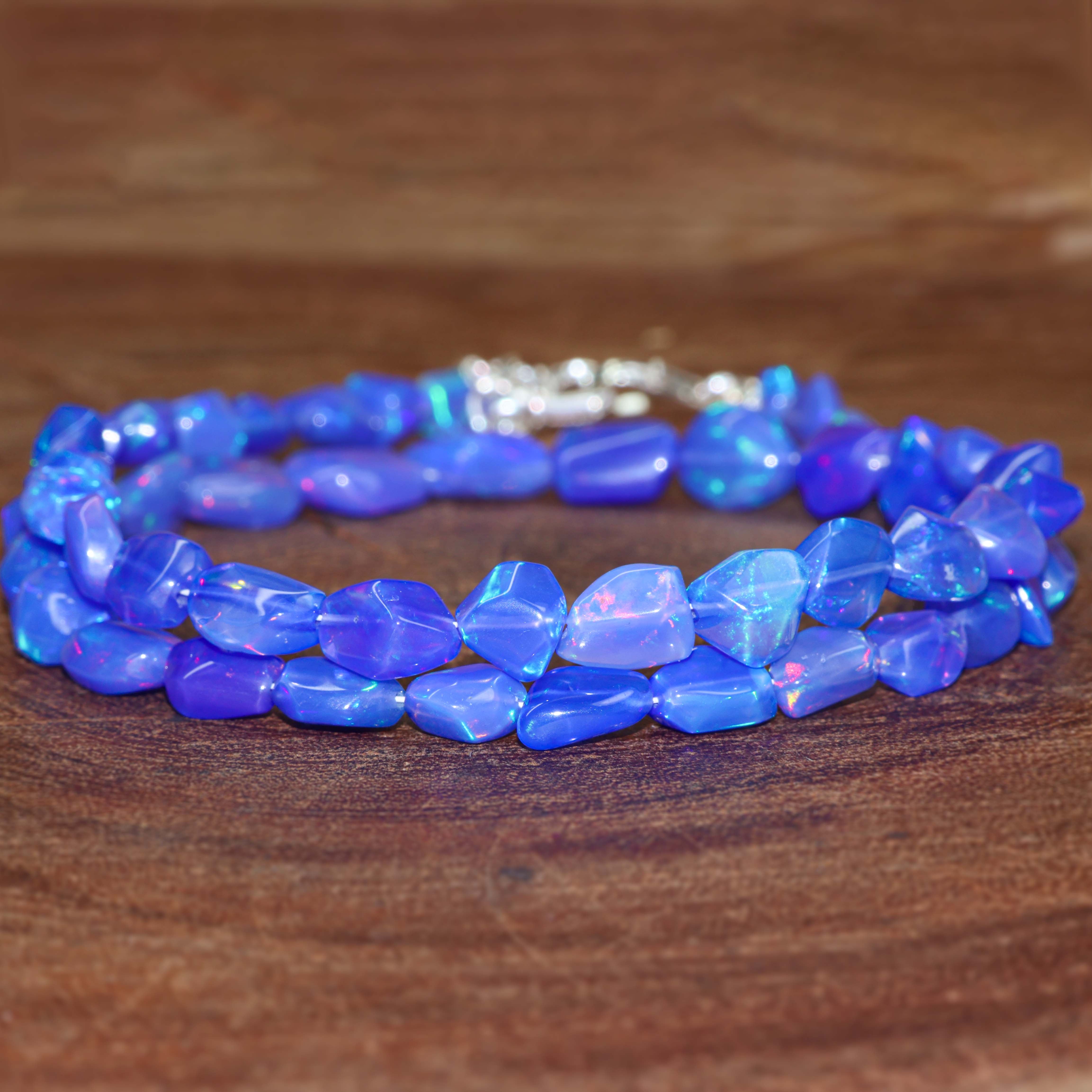 Blue Opal Tumbled Stone Necklace - Healing Crystal Jewelry for Women - Perfect for Meditation, Spiritual Gifts & Boho Fashion