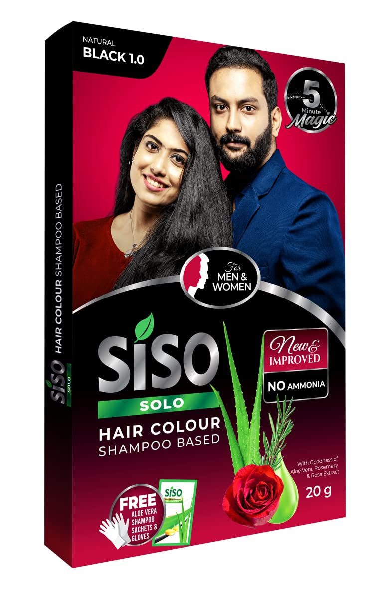 Natural Black 1.0 Ammonia-Free Permanent Hair Color Shampoo - 20g Pack of 10 for Men & Women | DIY At-Home Hair Dye for Gray Coverage & Vibrant Color