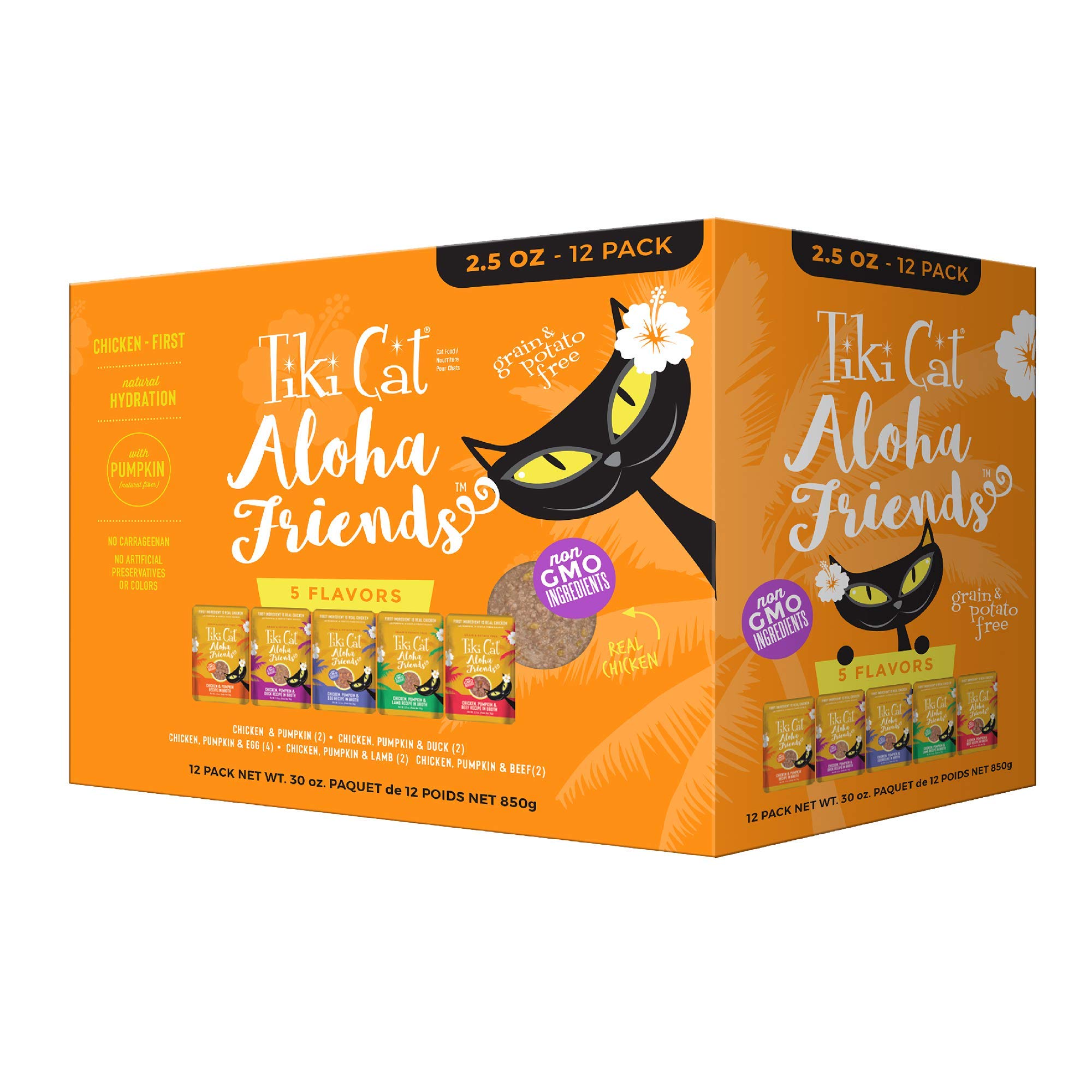 Tiki Pets Aloha Friends Grain-Free Wet Cat Food for Adult Cats & Kittens - Chicken Variety Pack, 2.5oz Cans (12-Pack) | High Protein, Natural Ingredients for Healthy Growth & Mealtime Excitement