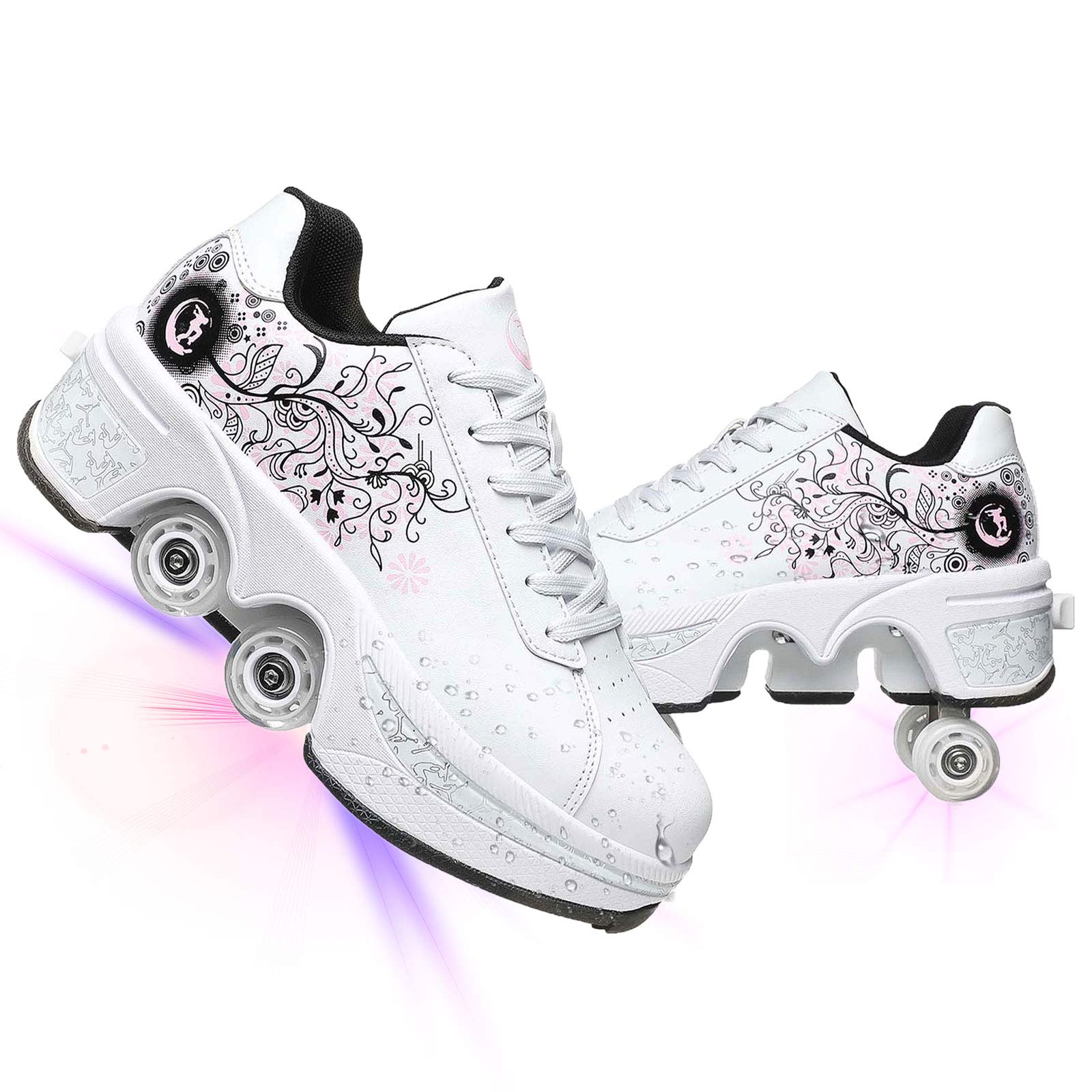 NNZZY Retractable Roller Shoes for Kids - Convertible Skating Shoes with Wheels for Boys & Girls - Perfect for Outdoor Play, Parkour & Roller Skating Fun