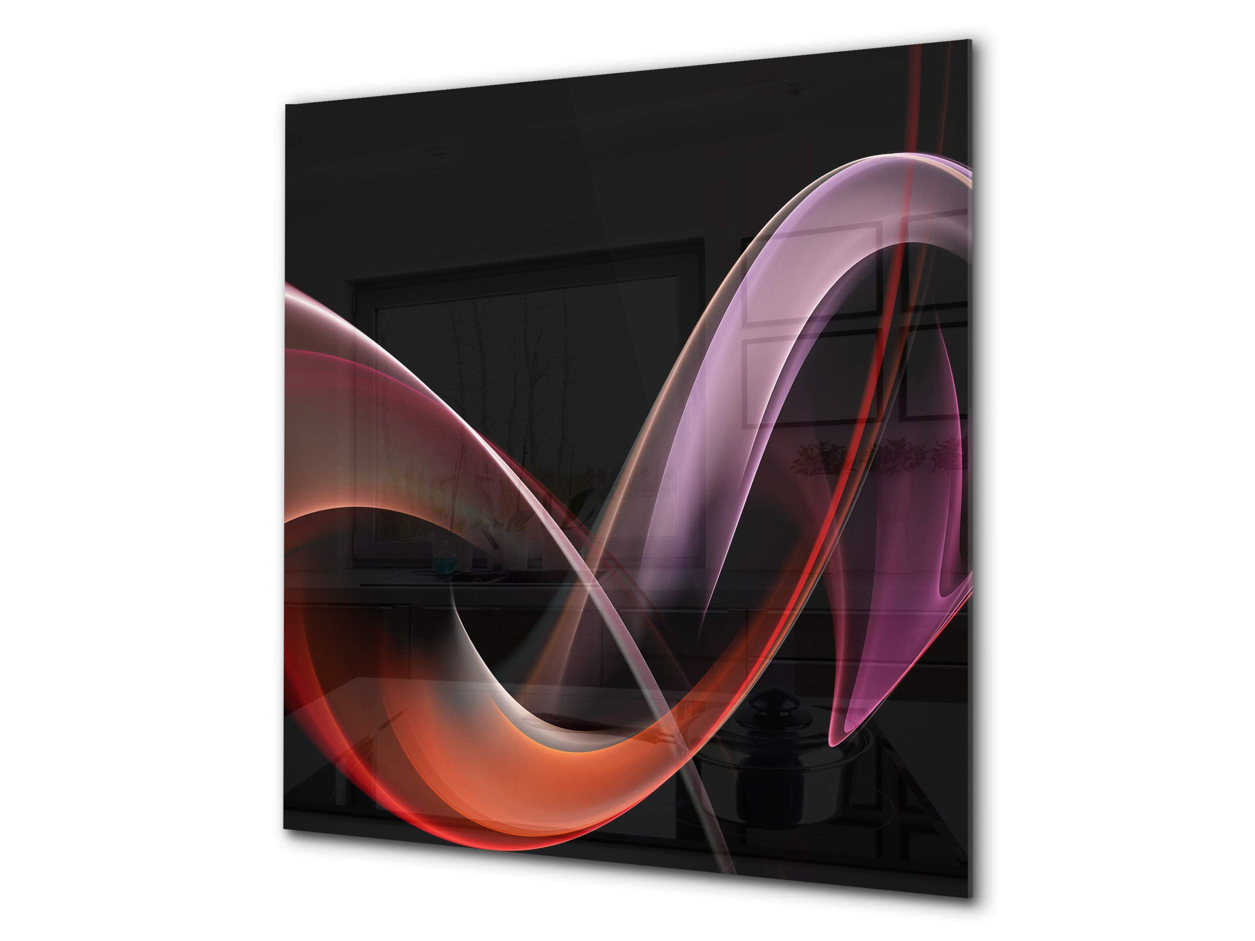 Stunning Printed Tempered Glass Backsplash - BS15A Abstract Red Wave Textured Kitchen Wall Panel | Perfect for Modern Kitchens & Bathroom Renovations