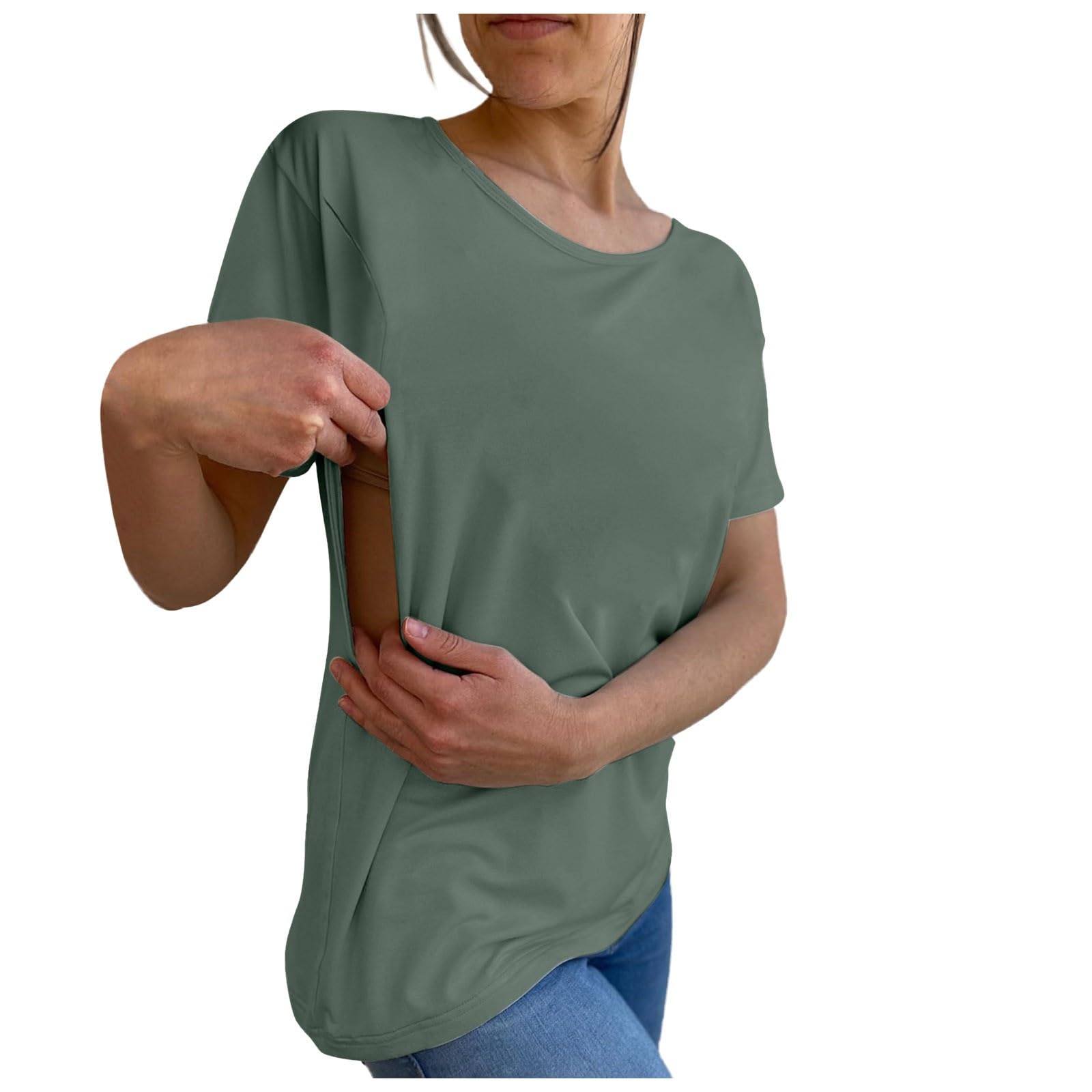 Nursing Breastfeeding Shirts for Maternity Women - Comfortable Summer Nursing Tops with Friendly Zipper Design - Perfect for Breastfeeding Moms at Home, Work or Outdoors