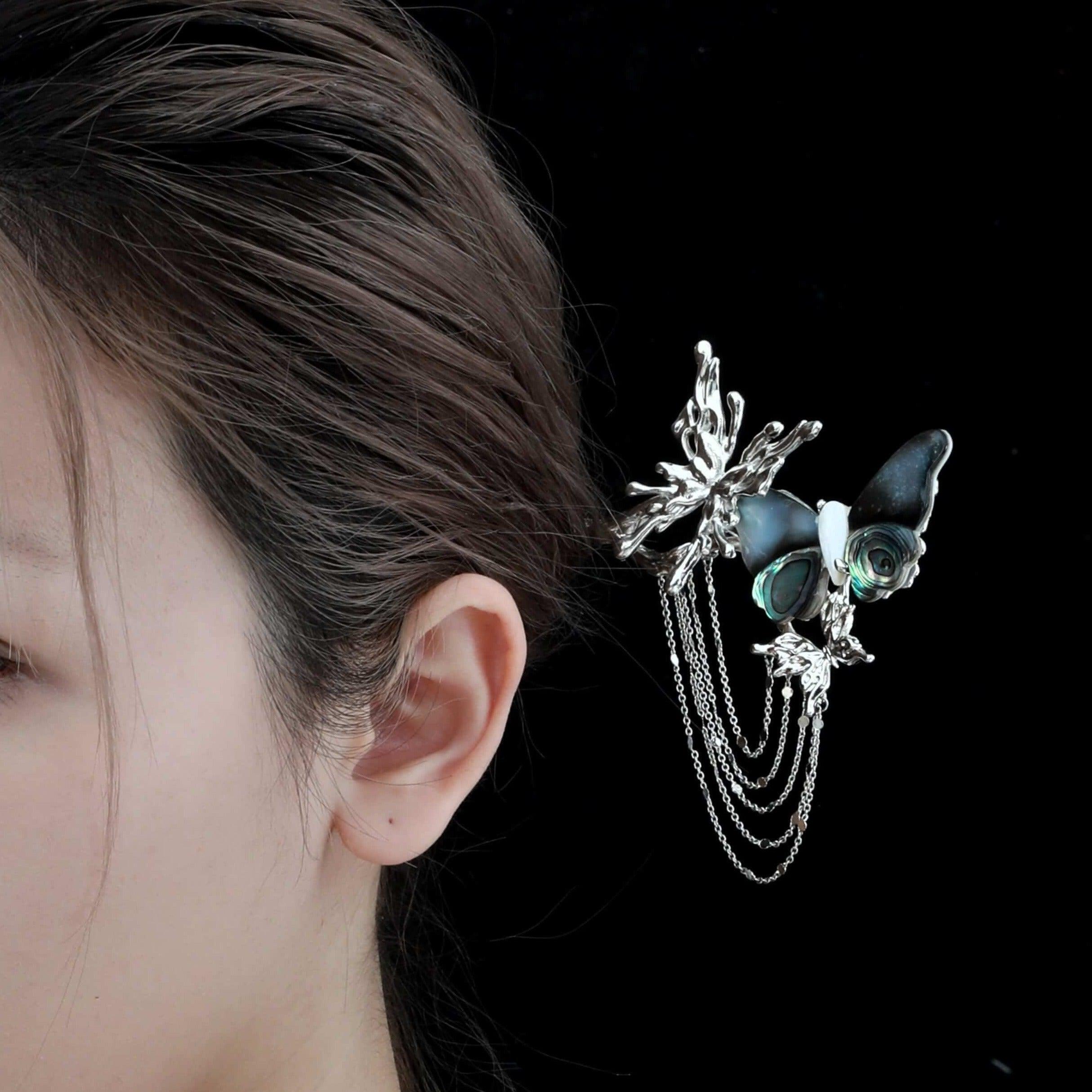 18K Gold Plated Abalone Shell Butterfly Hair Clip - Elegant Hair Accessory for Women, Bridal Hairpin, Boho Wedding Hair Jewelry - Perfect for Weddings, Parties & Special Occasions