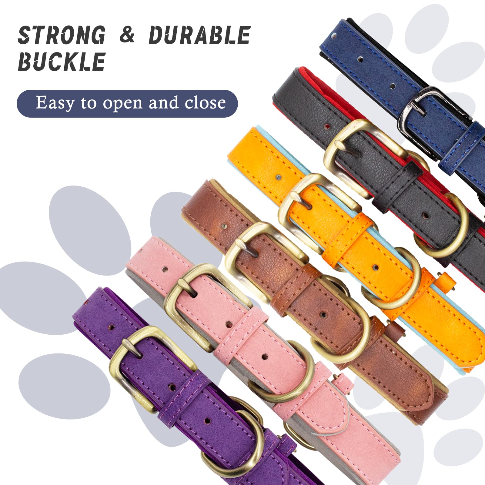 Premium Soft Padded Leather Dog Collar - Adjustable Breathable Waterproof Pet Collar with Metal Buckle for Small Medium Large Dogs (X-Large, Dark Blue/Black) - Perfect for Daily Walks, Training & Outdoor Adventures