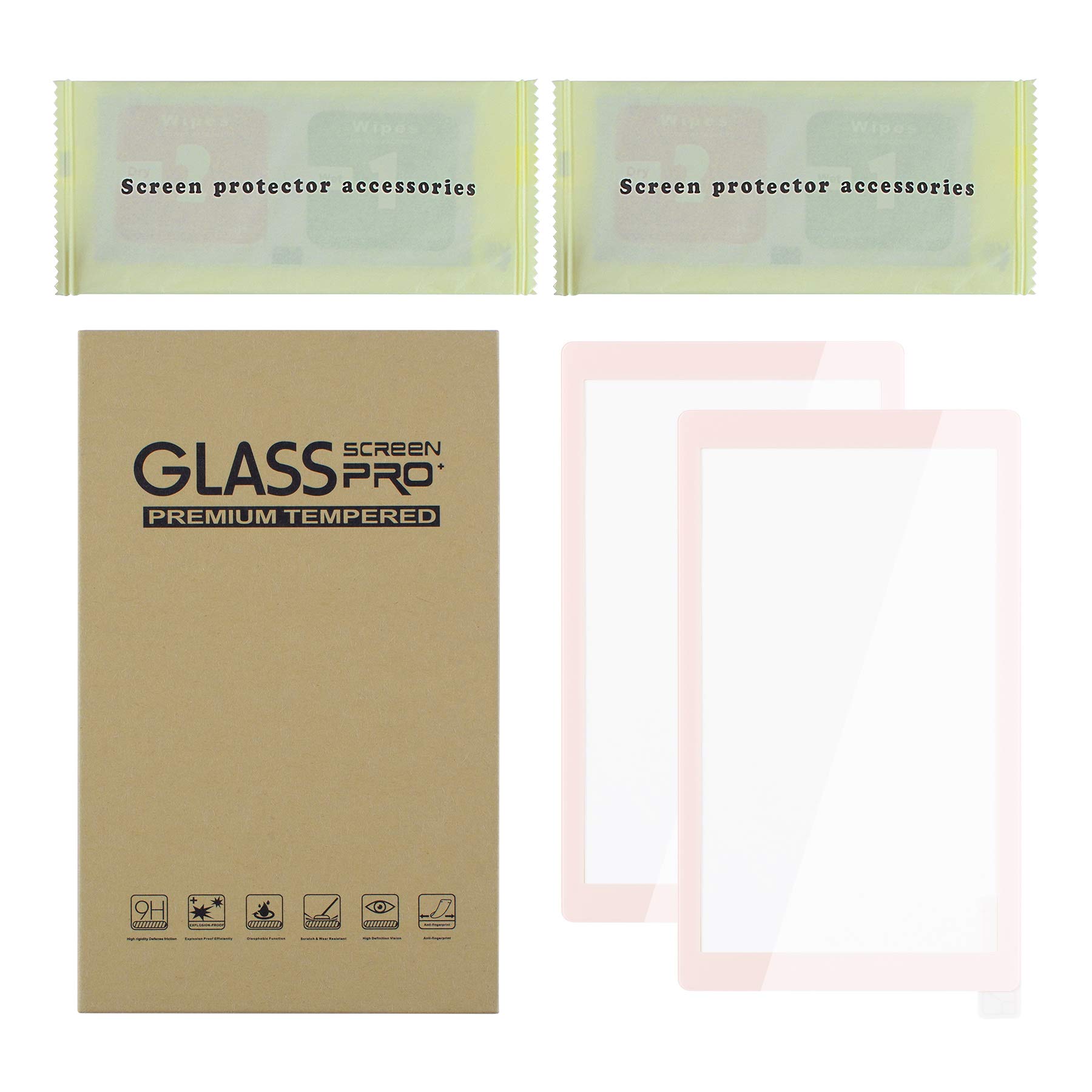 eXtremeRate Tempered Glass Screen Protector for Nintendo Switch Lite - Anti-Scratch & Anti-Fingerprint HD Clear Bubble-Free with Pink Border - Perfect for Gaming Protection & Travel Use
