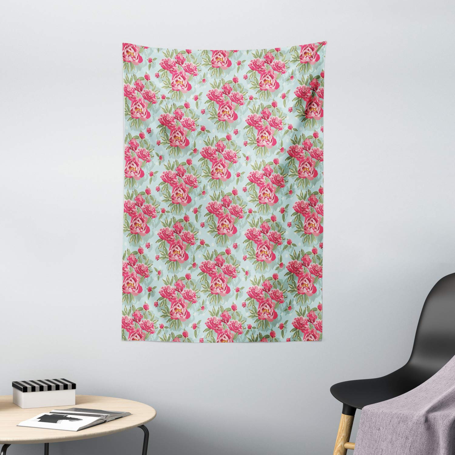 Ambesonne Floral Tapestry Wall Hanging - Vintage Blooming Flowers & Leaves Garden Art Decor for Bedroom, Living Room, Dorm - 40