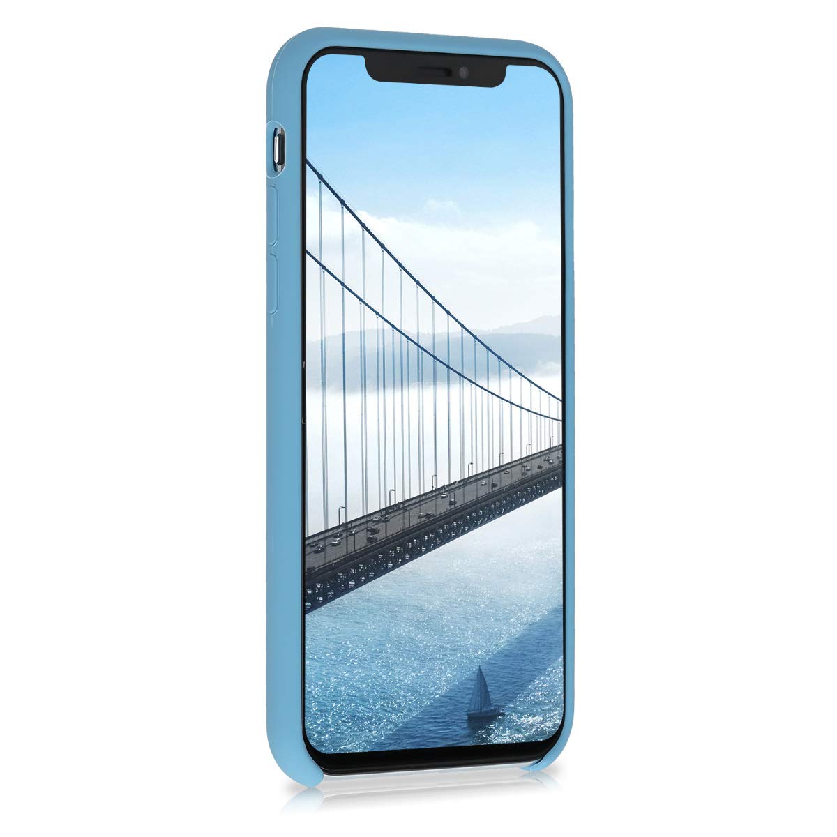 kwmobile Premium TPU Silicone Case for Apple iPhone X - Shockproof Soft Finish Protective Phone Cover in Azure Blue - Perfect for Everyday Use, Travel & Outdoor Activities