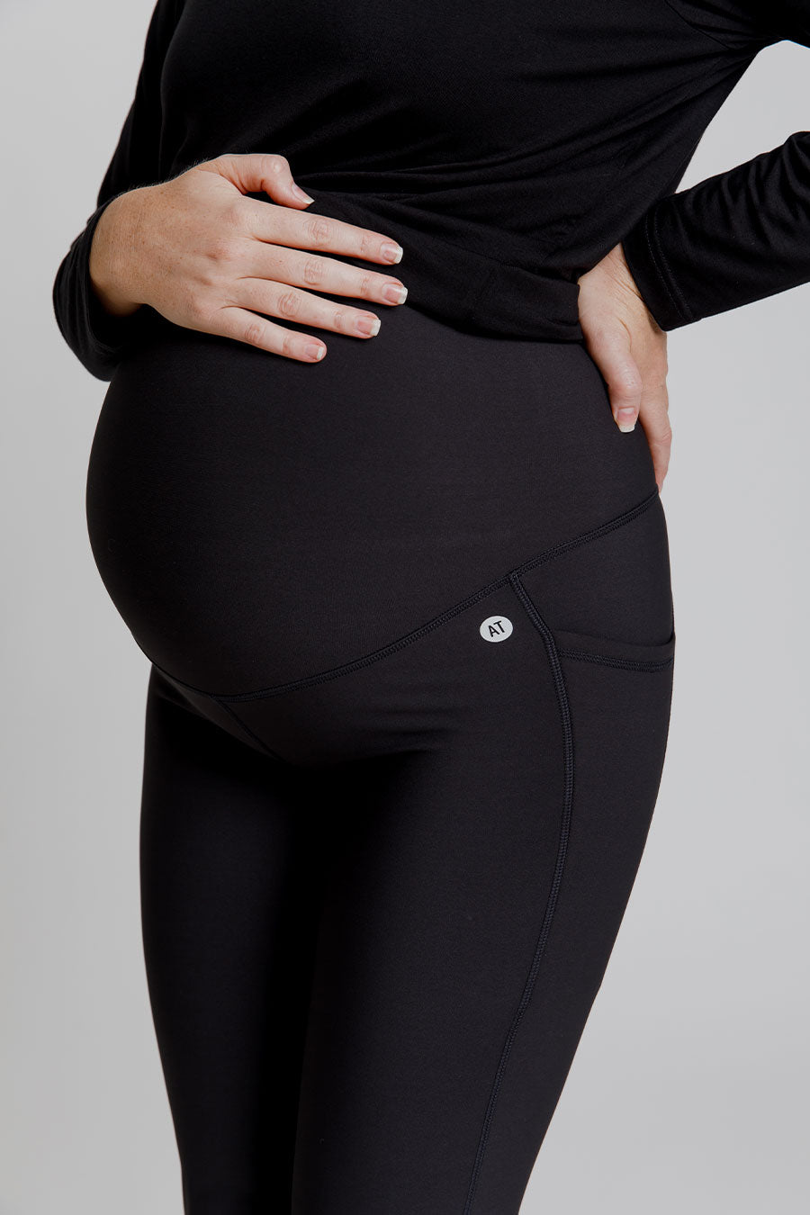 Thermal Mama Maternity Flare Leggings with Pockets - Full Length Black Pregnancy Pants for Comfort & Style | Perfect for Work, Yoga & Everyday Wear