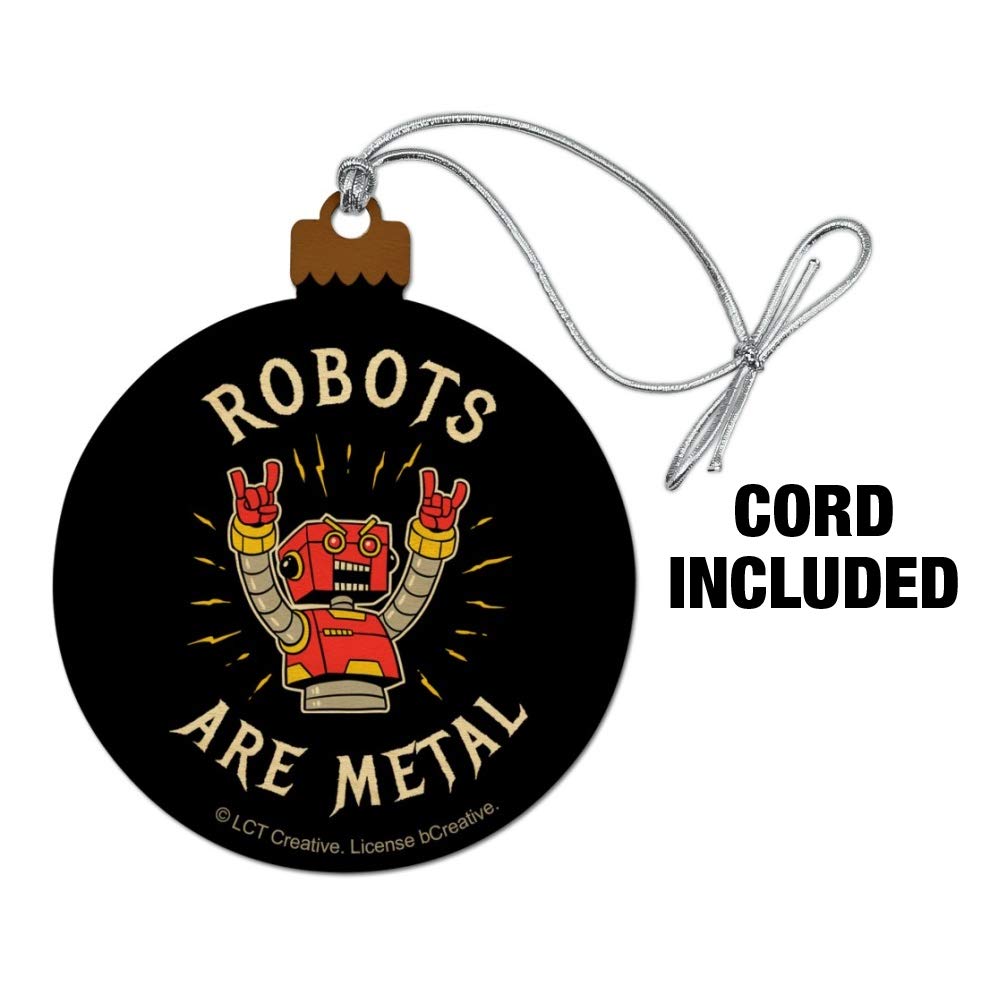 Metal Rock Robot Funny Humor Wood Christmas Tree Ornament - Unique Holiday Decor for Christmas Tree, Office, Home & Gifts