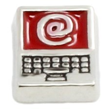 Cherityne Red Laptop Computer Floating Charm for Locket Pendants - Perfect for Jewelry Making, Gift Giving, and Everyday Wear