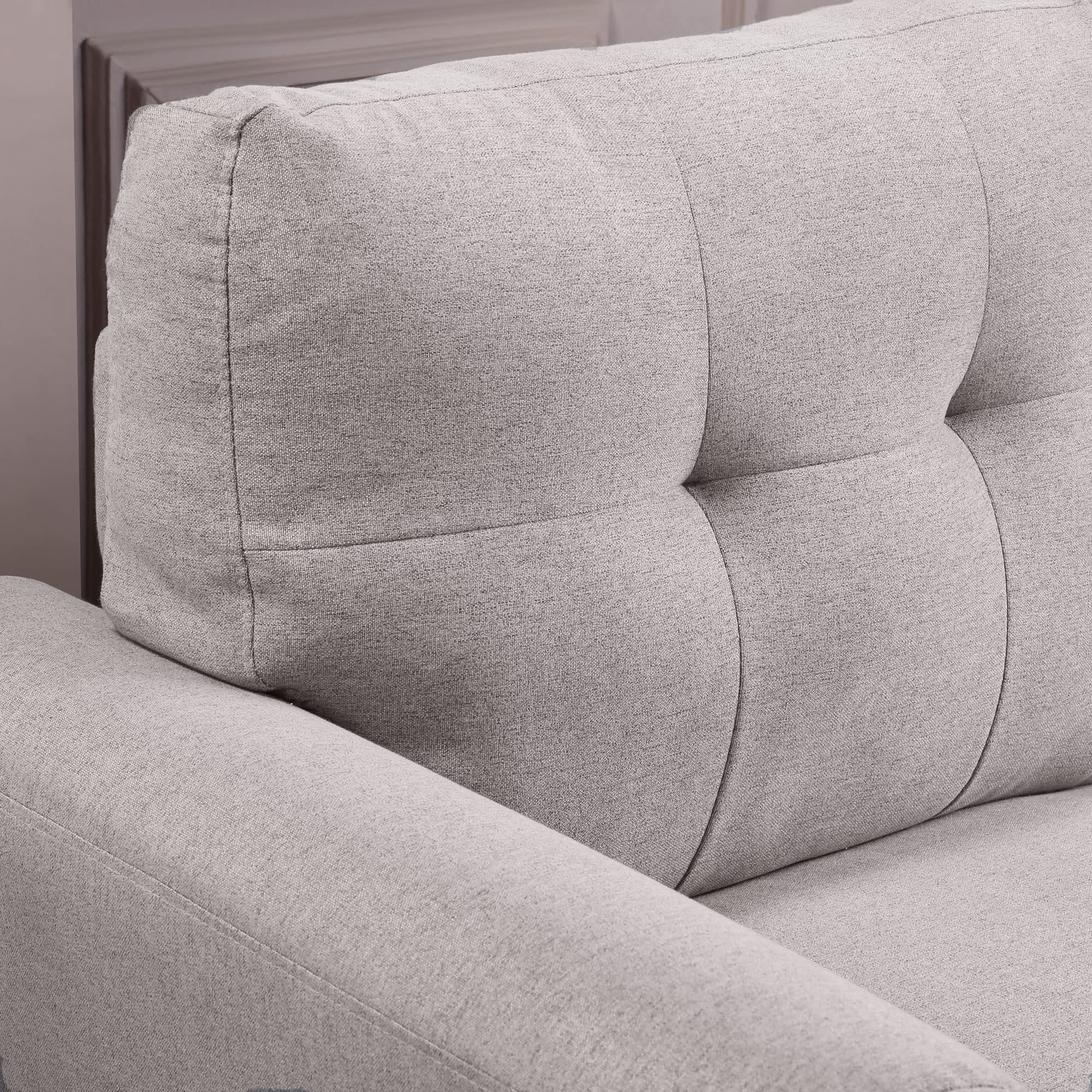 Kevinplus Modern Linen Loveseat Sofa - 2-Seat Light Grey Upholstered Couch for Living Room, Home & Office - Perfect for Small Spaces, Apartments & Cozy Reading Nooks