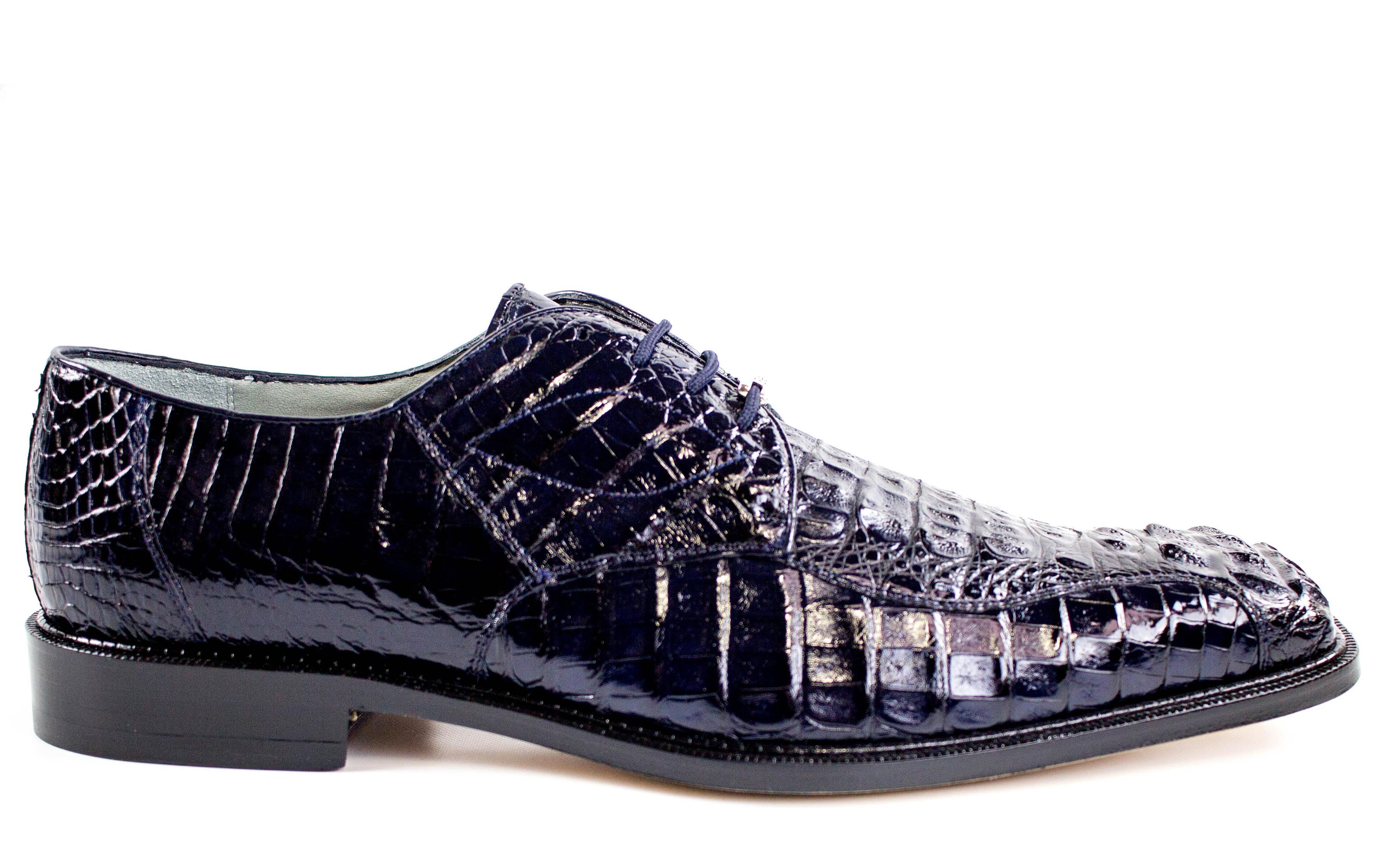 Belvedere Chapo Genuine Hornback Caiman Dress Shoes in Navy - 1465 | Premium Men's Formal Footwear for Business, Weddings & Special Occasions