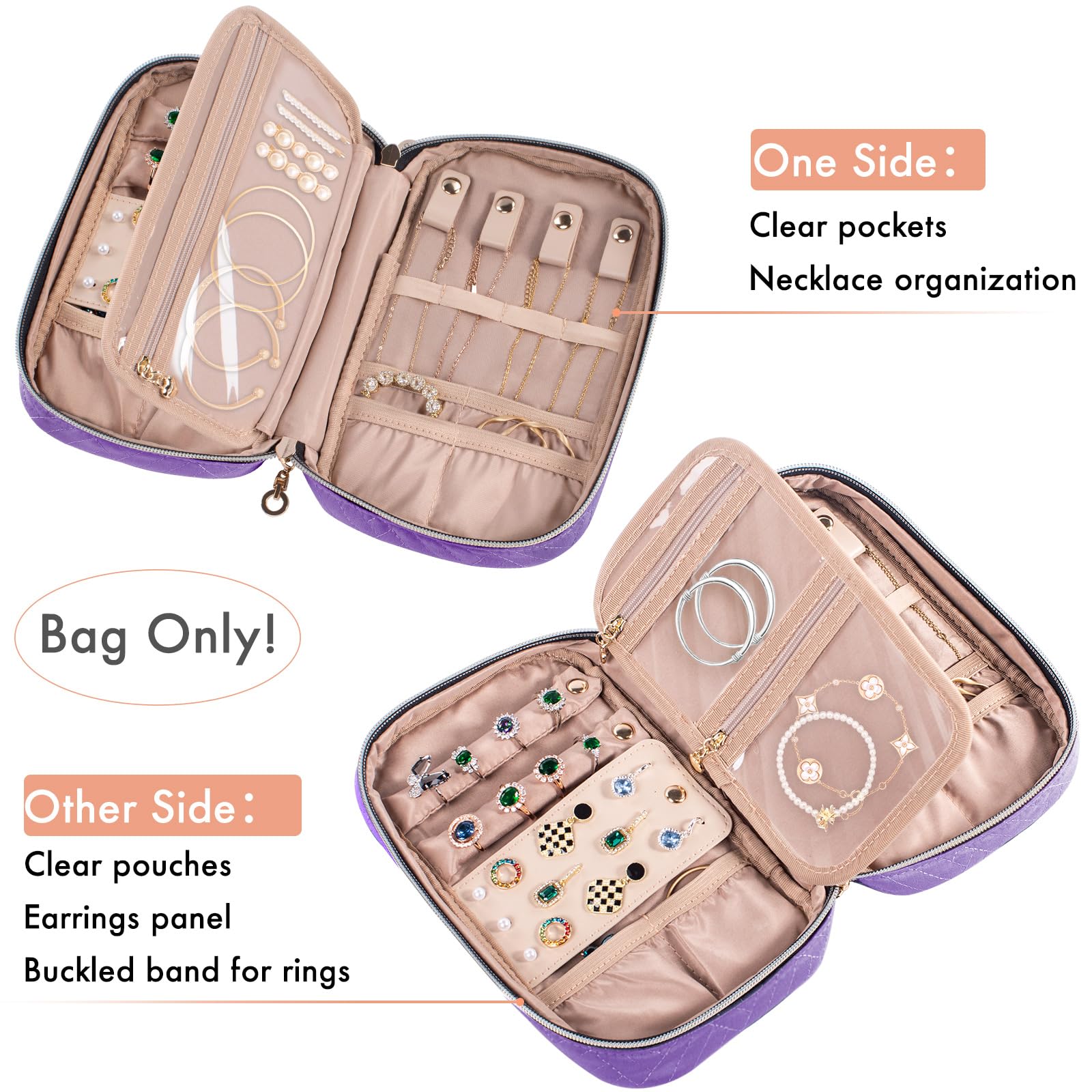 Compact Travel Jewelry Organizer Case - Tangle-Free Storage for Necklaces, Earrings, Rings & Bracelets | Perfect for Vacations, Business Trips & Weekend Getaways