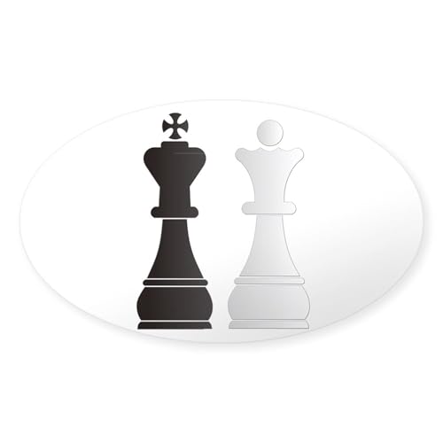 Clear - Black King White Queen Chess Pieces Sticker