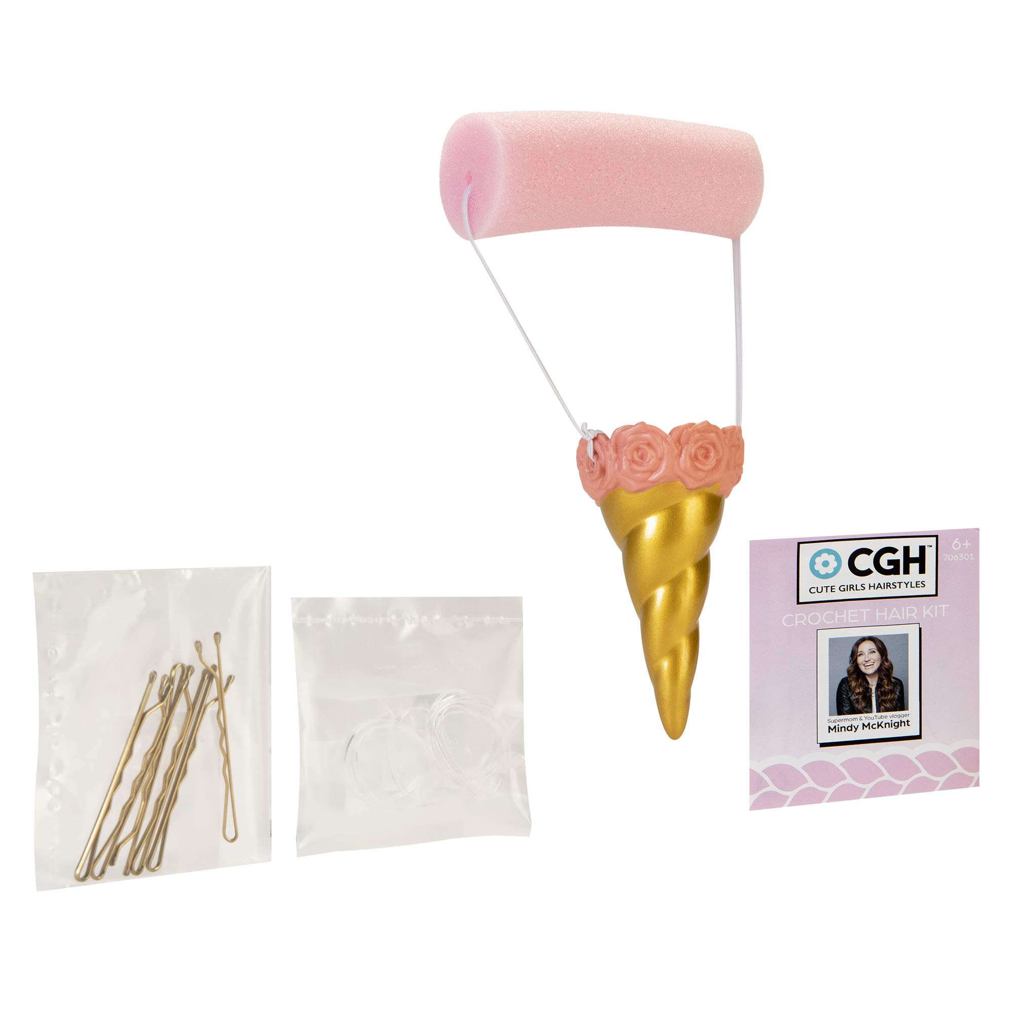 Unicorn Hair Kit with Bun Maker & Foam Roll Tool - Cute Girls Hairstyles Accessories for Party, School & Special Occasions