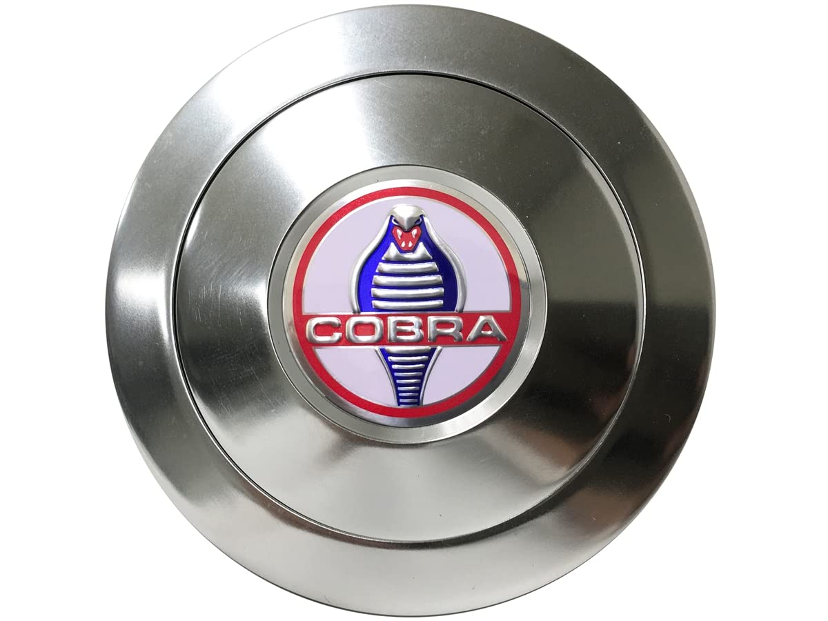 VSW S9 Premium Billet Horn Button for 9-Bolt Steering Wheels | Ford Cobra Foil Emblem Replacement | Perfect for Classic Ford Mustang & Cobra Restorations