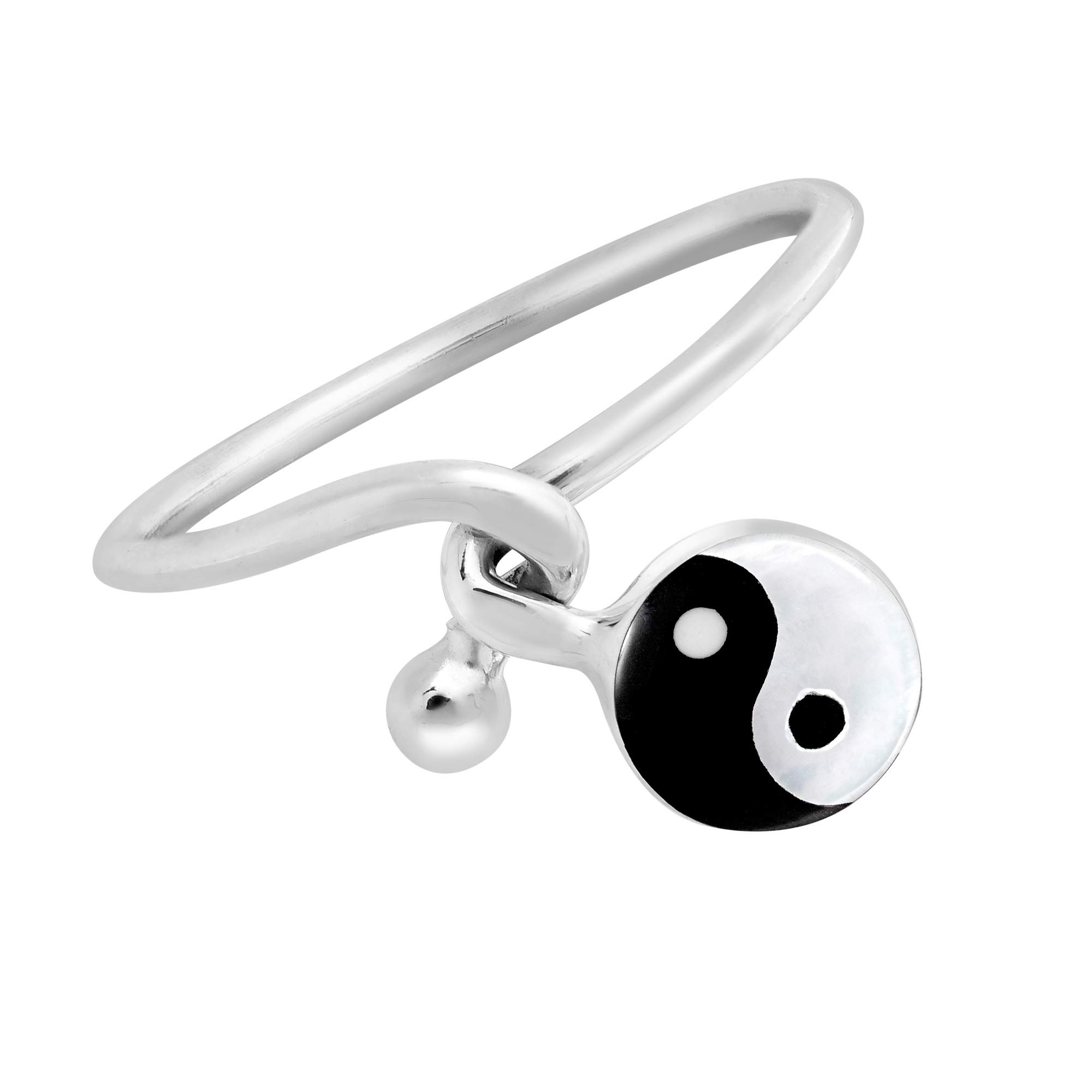 Aeravida Eternal Duality Yin Yang Twisted .925 Sterling Silver Band Ring for Women | Tiny Wedding Ring, Trendy Comfort Fit Jewelry | Perfect Gift for Daughter, Wife, Girlfriend | Size 7-10 | Ideal for Everyday Wear, Special Occasions & Meaningful Gifts