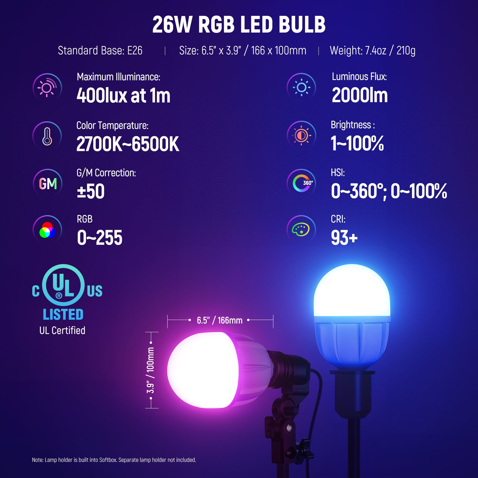 NEEWER NK800 24x24/60x60cm RGB LED Softbox Lighting Kit with App Control - Professional Photography, YouTube Videos & Live Streaming Studio Lighting