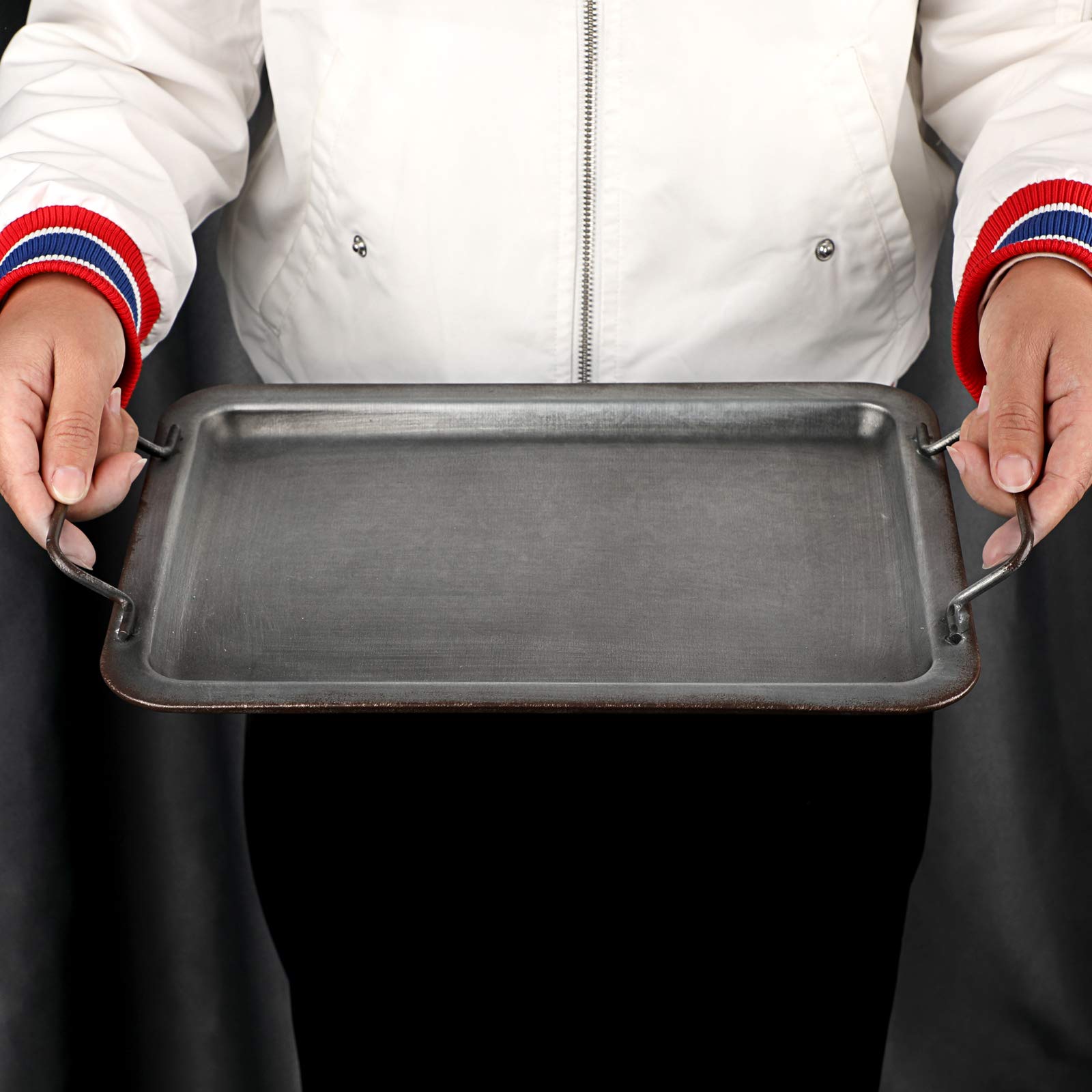 Galvanized Metal Serving Tray with Handle - 13