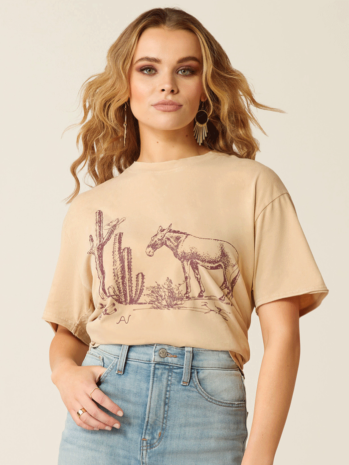 Ariat Women's Burro Tee - Soft Irish Cream Mineral Wash T-Shirt for Casual Wear & Outdoor Activities
