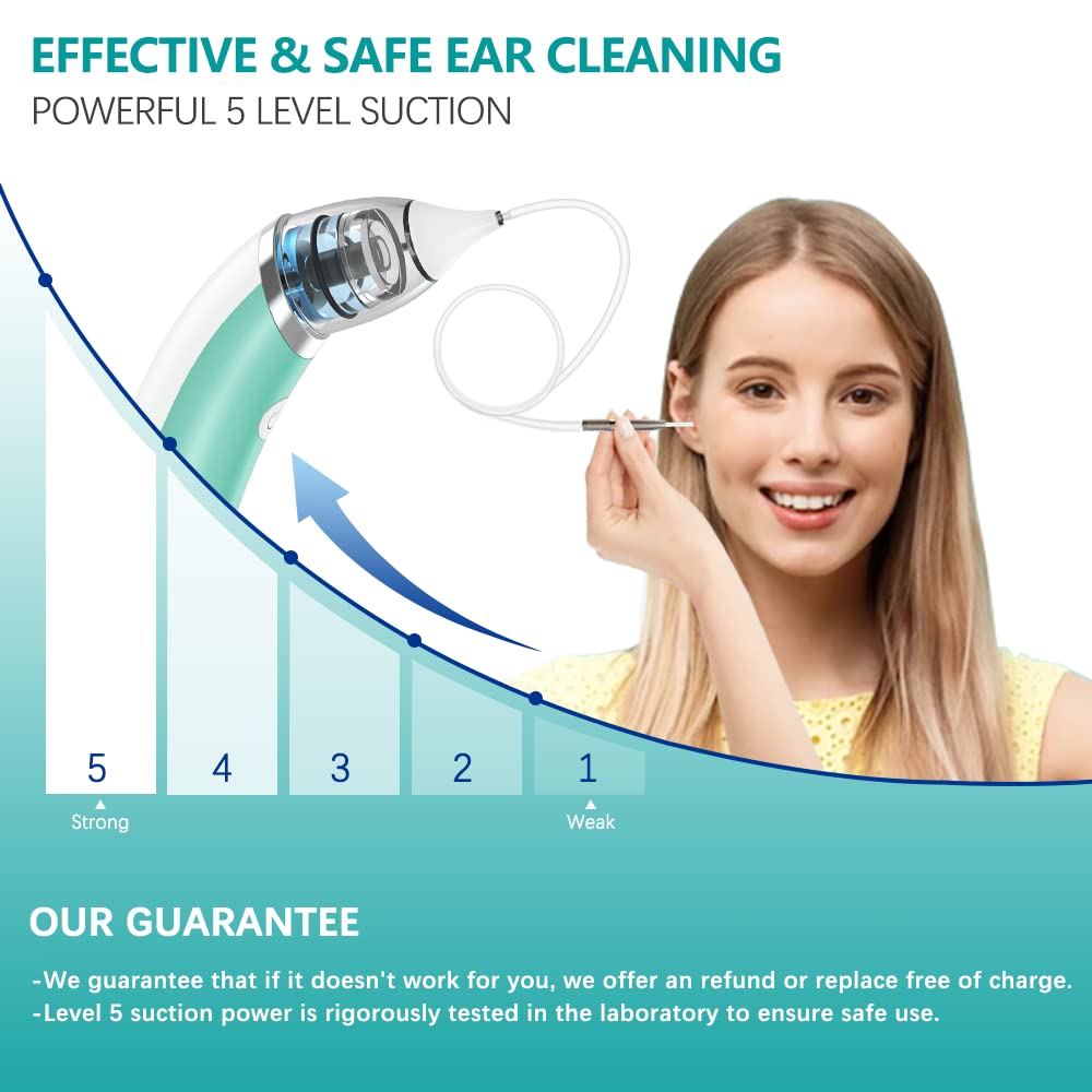 Ear Wax Removal Kit - 5-Level Adjustable Suction USB Rechargeable Ear Vacuum Cleaner with Soft Silicone Tips for Safe Ear Cleaning at Home, Perfect for Adults & Travel Use
