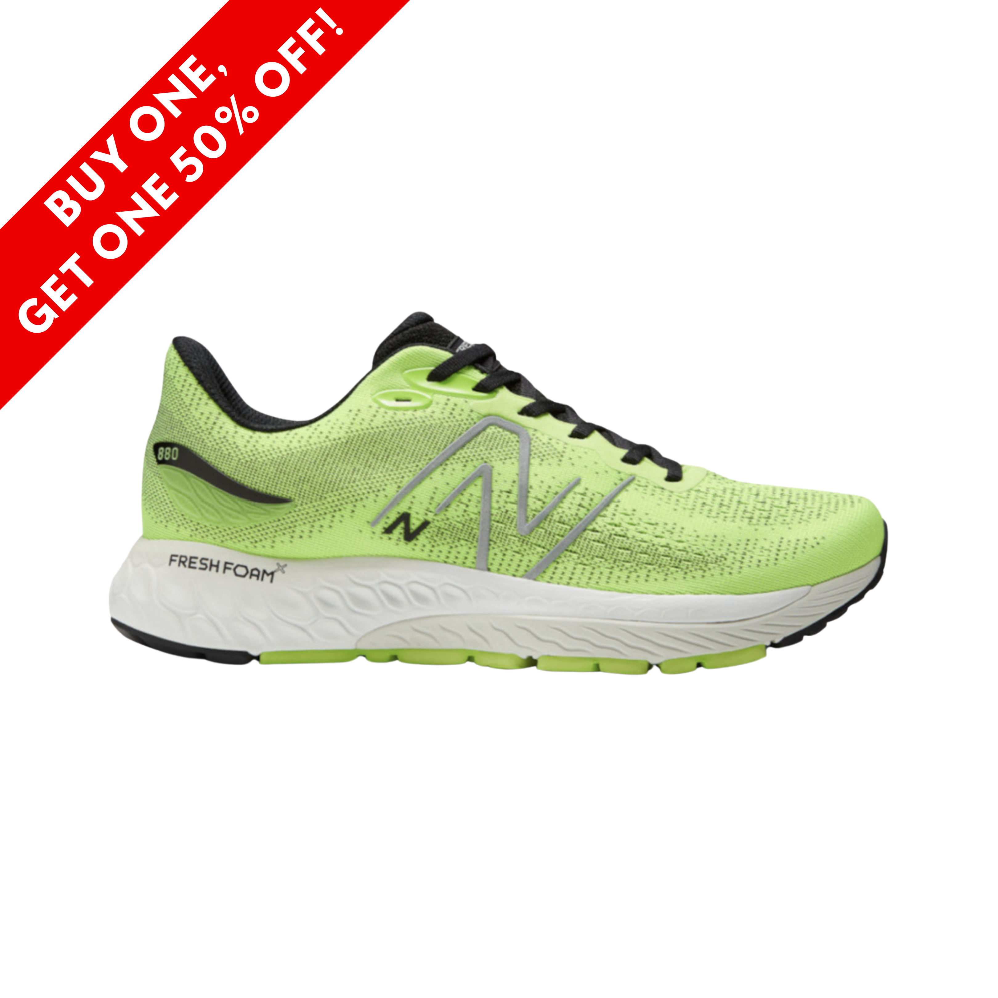 Men's Fresh Foam x 880v12 Running Shoes - Pixel Green (D Width) | Lightweight Cushioned Sneakers for Jogging, Gym & Everyday Wear
