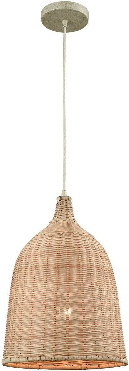 12W Pleasant Fields 1-Light Pendant Light Fixture with Russet Beige Hardware & Natural Wicker Shade - Perfect for Farmhouse, Boho, or Coastal Home Decor